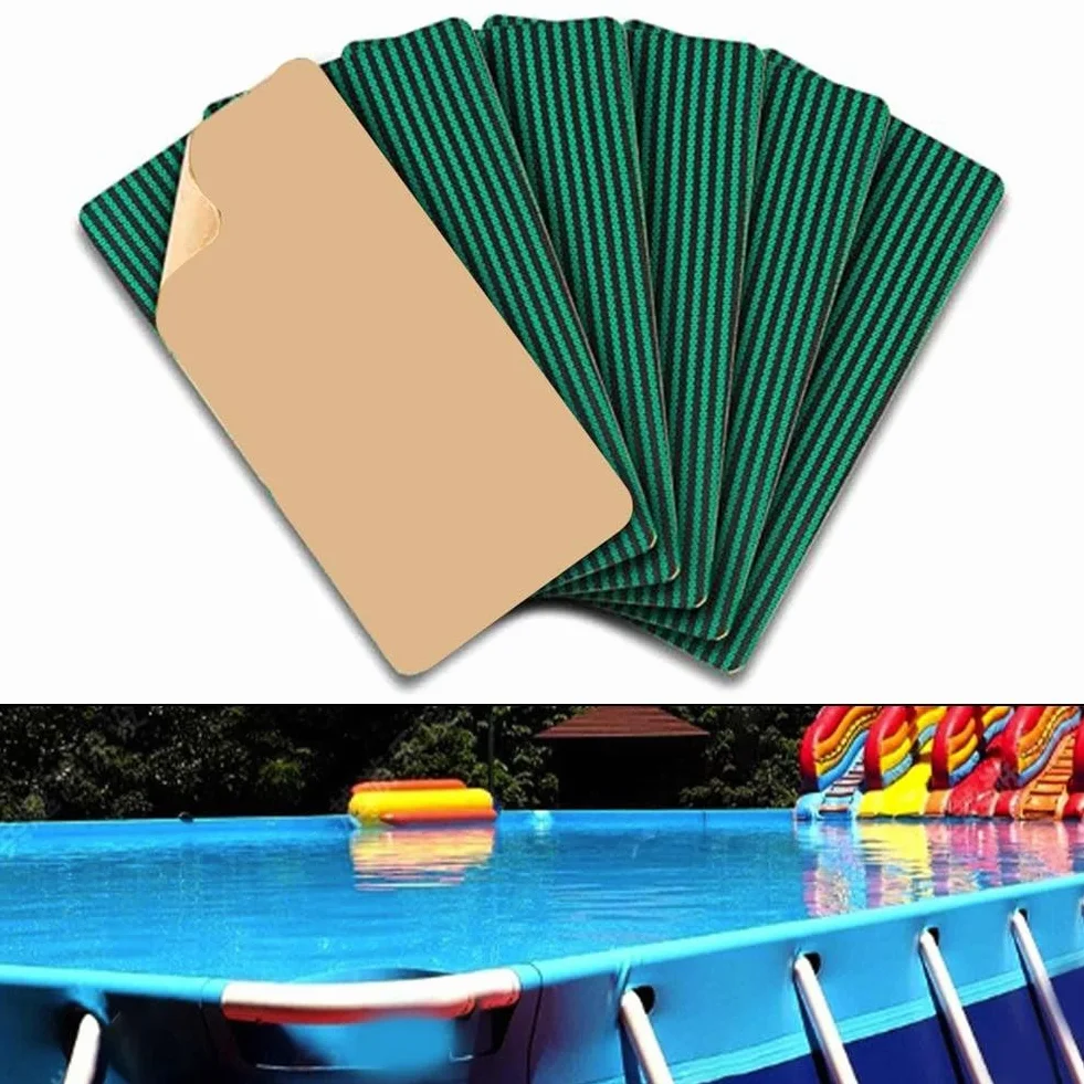 Lot de 6 rustines de réparation imperméables autocollantes pour bâche de piscine 20 x 10 cm Vert
