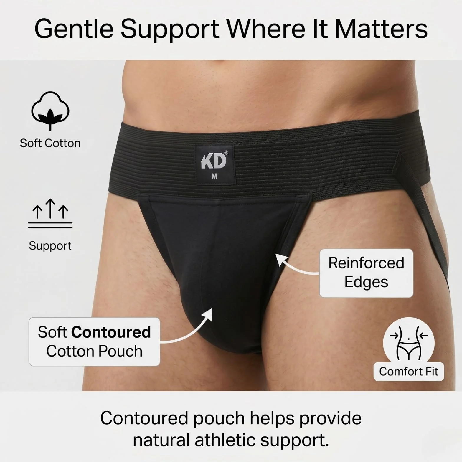 KD Willmax Suspensoir en coton bio - Ceinture de 7,6 cm, doux et durable