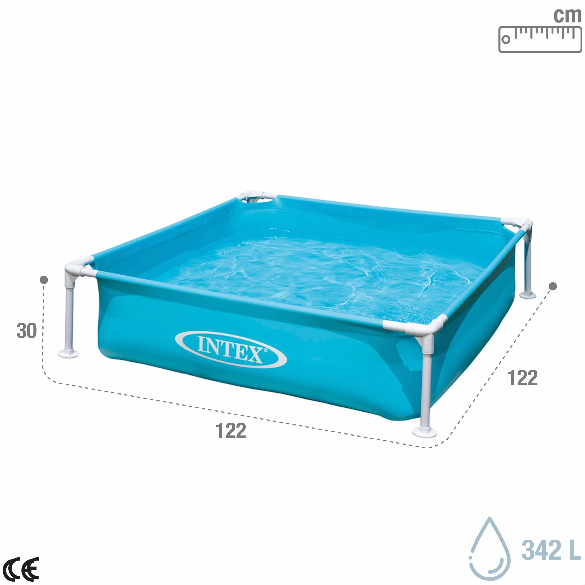Intex Piscinette Metal Acidulée Carrée Turquoise