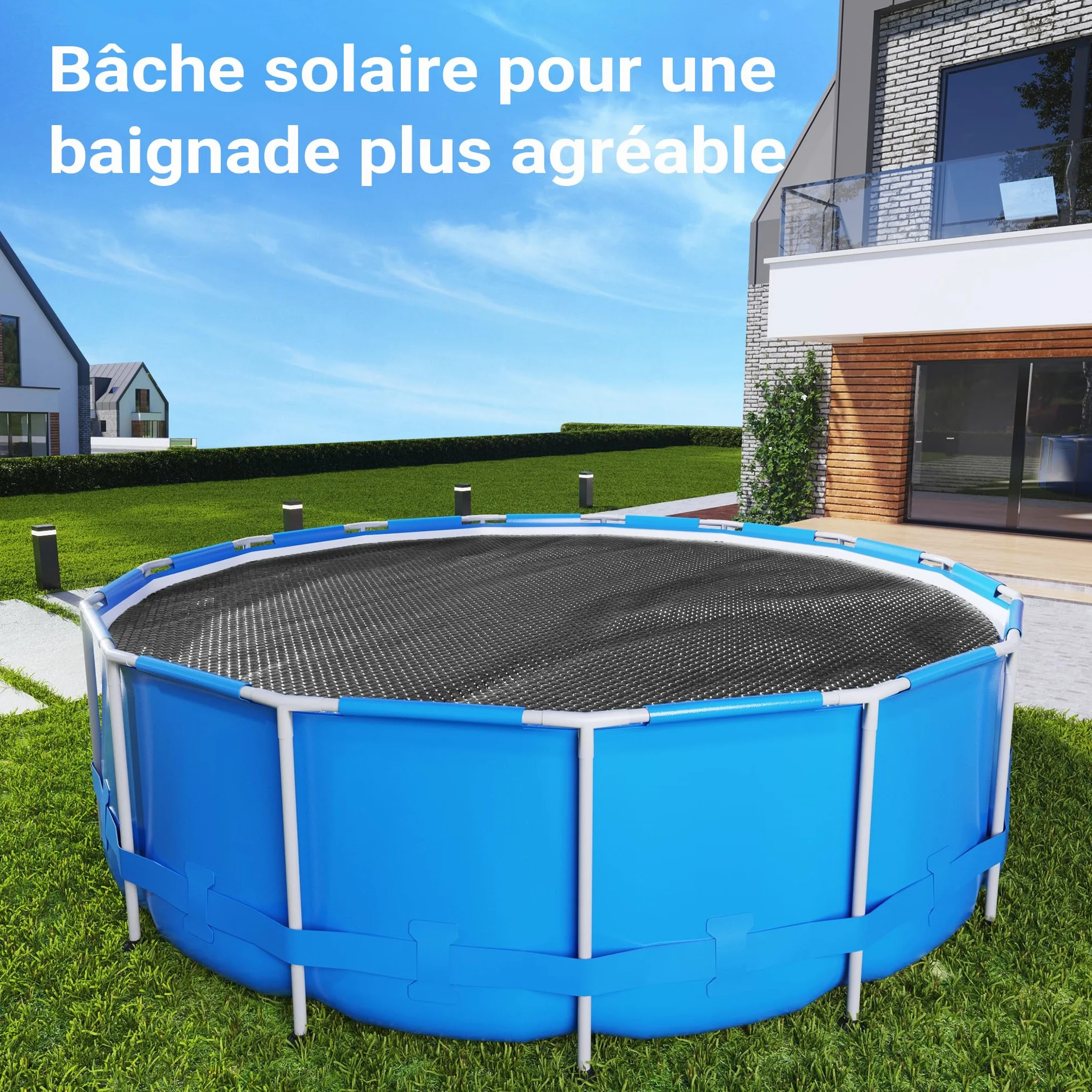 Wiltec Bâche à Bulles Solaire Ronde pour Piscine Ø 3,6 m 140 µ PE Noire