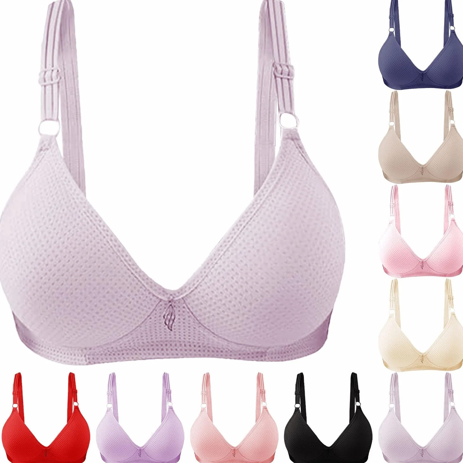 Soutien-Gorge sans Fil Anti-Chute pour Femmes, Sous-Vêtements Réglable Respirant Couleur Unie