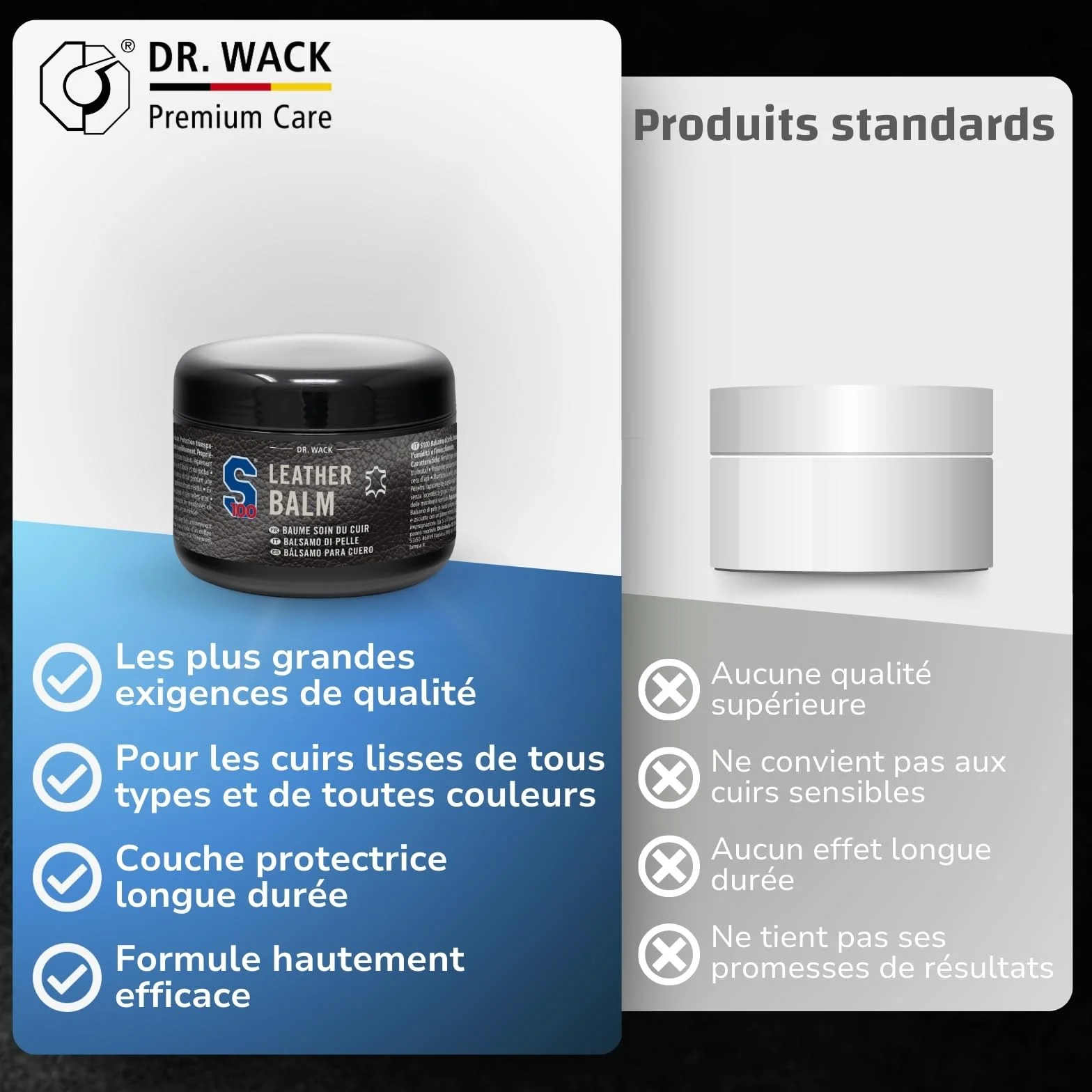 Dr. Wack - S100 Baume Soin du Cuir pour Vêtements et Équipements de Moto - Protection Contre Humidité et Vieillissement - A l'Huile de Jojoba & Cire d'Abeille - Incolore, 250 ml