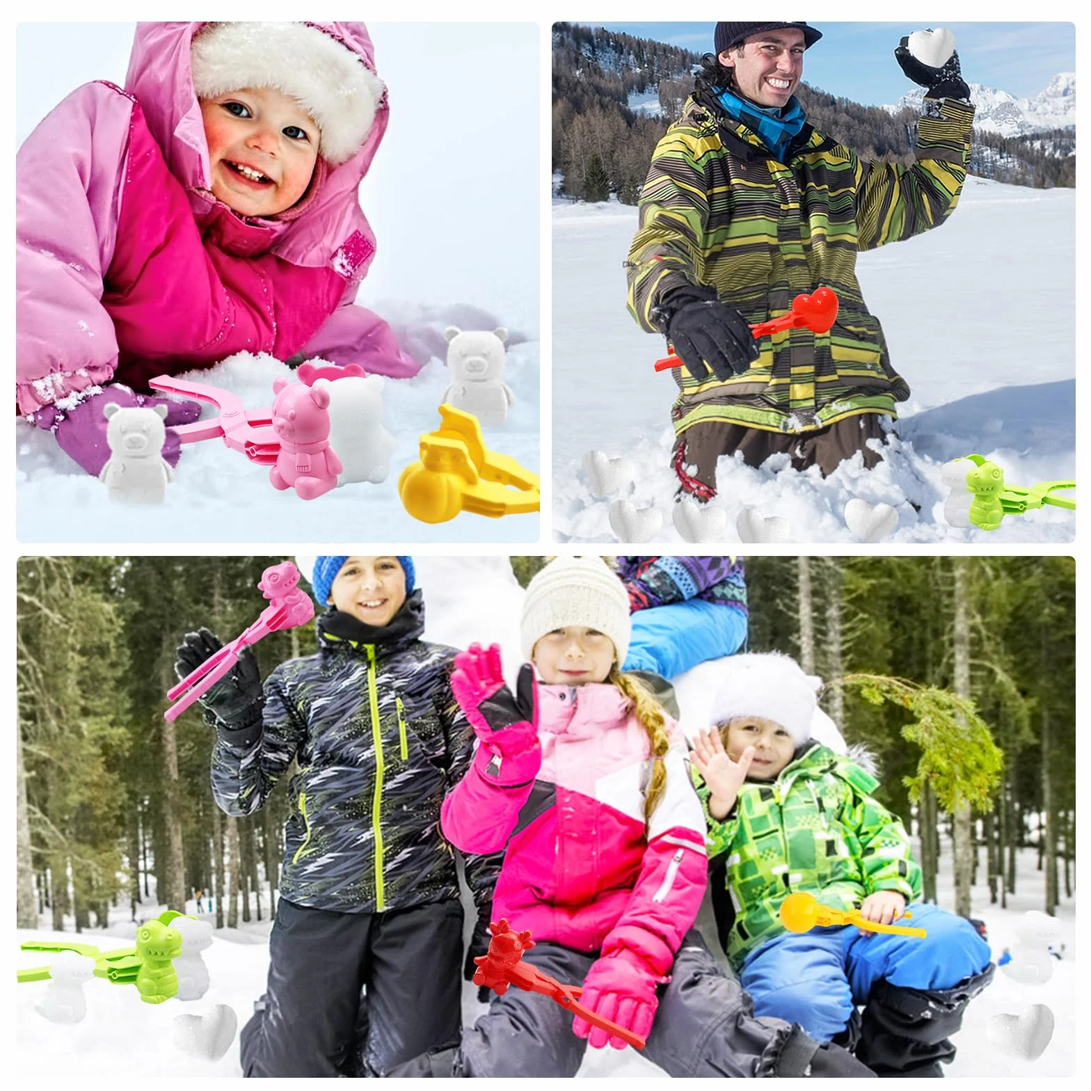 Pince Boule de Neige, 6PCS Moule Boule de Neige, Façonneur de Boules de Neige, Pince à Boules de Neige, Poignée Clip Boule de Neige pour Enfants Jouer en Plein Air et Neige Jeux, Couleur Aléatoire
