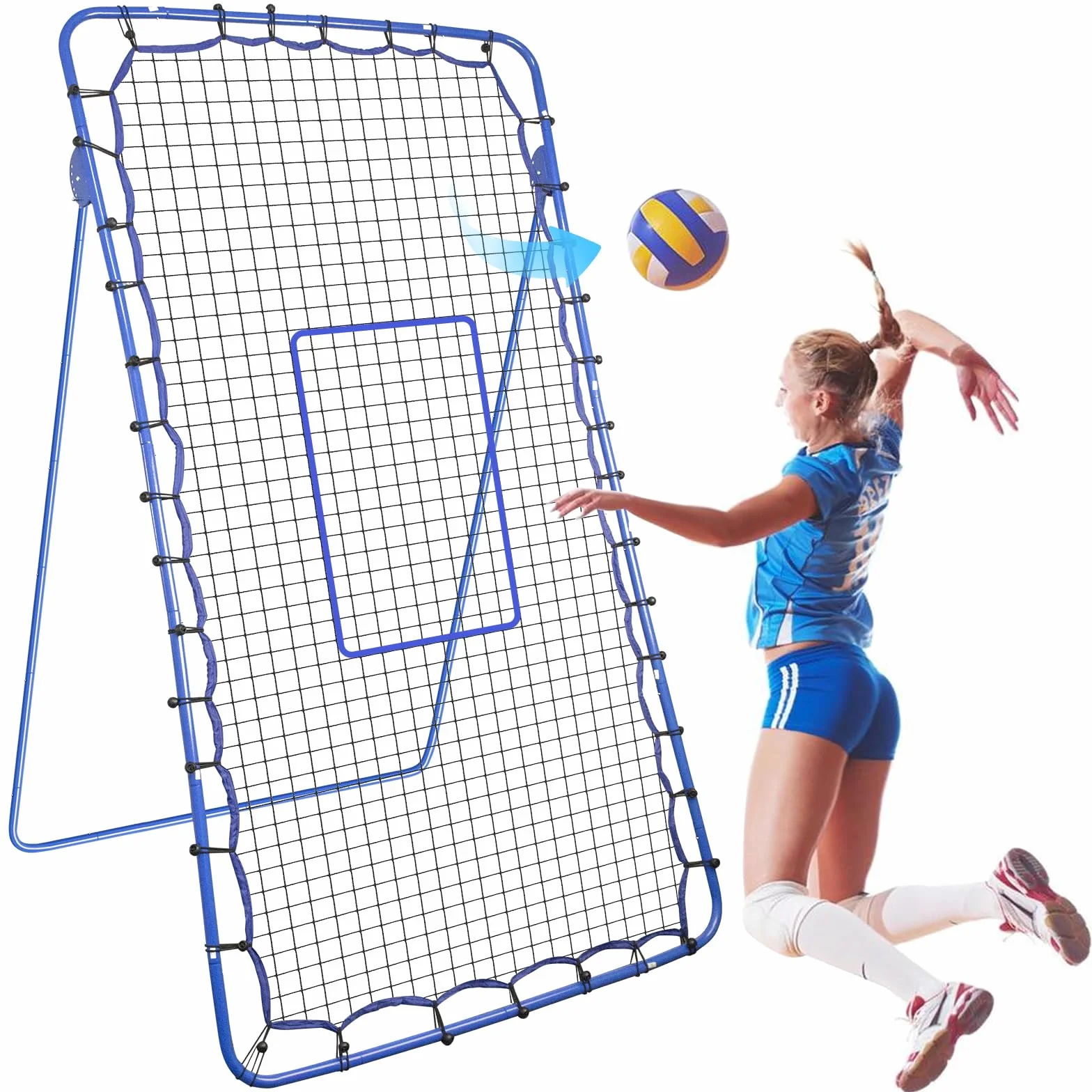 Filet de Rebond Football, 7×4 Ft Pliable But de Foot Extérieur, Rebondisseur de Volley-Ball, Cage Foot Entrainement Football Accessoire, Filet Pare Ballon pour Volleyball, Badminton, Tennis