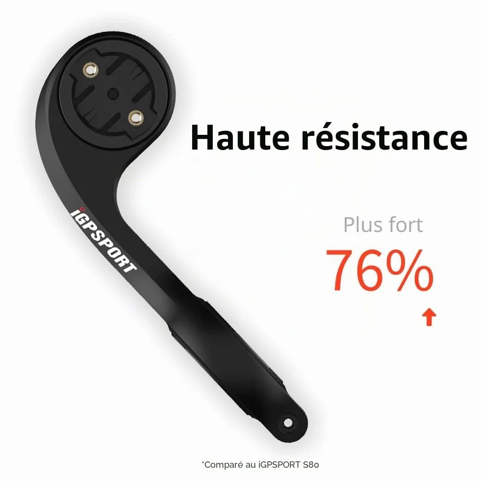 iGPSPORT Support de vélo Avant étendu Compatible avec l'ordinateur de vélo Garmin Edge 200,500,510,520,800,830,1000,1030, s'adapte au Guidon de 31,8 mm