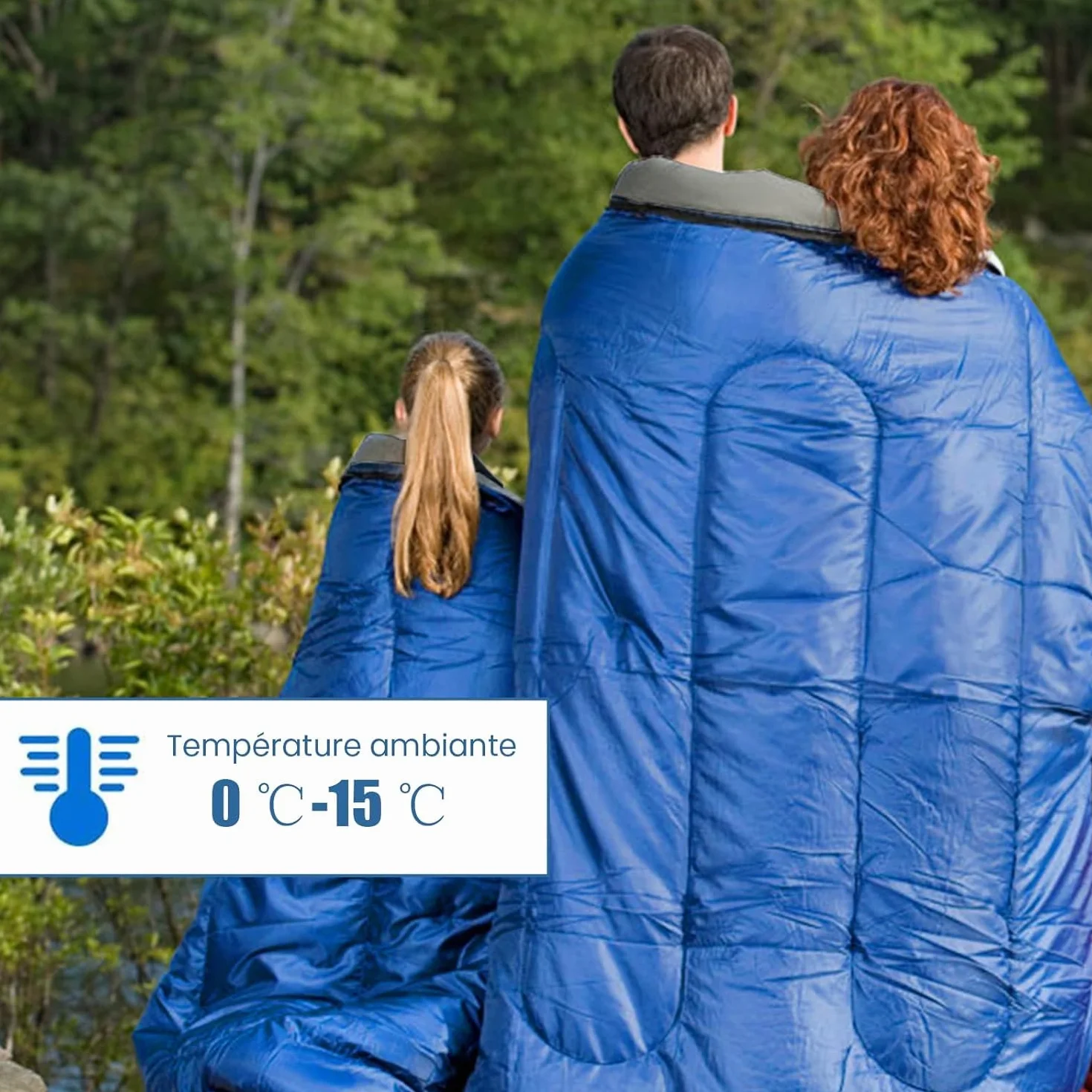 GYMAX Sac de Couchage Adulte 220 x 150 cm, Séparable pour 2 Personnes avec Oreillers, 2 Modes d'Utilisation, Pratique avec Fermetures Éclairs, Design Léger et Étanche, pour Camping, Randonnée
