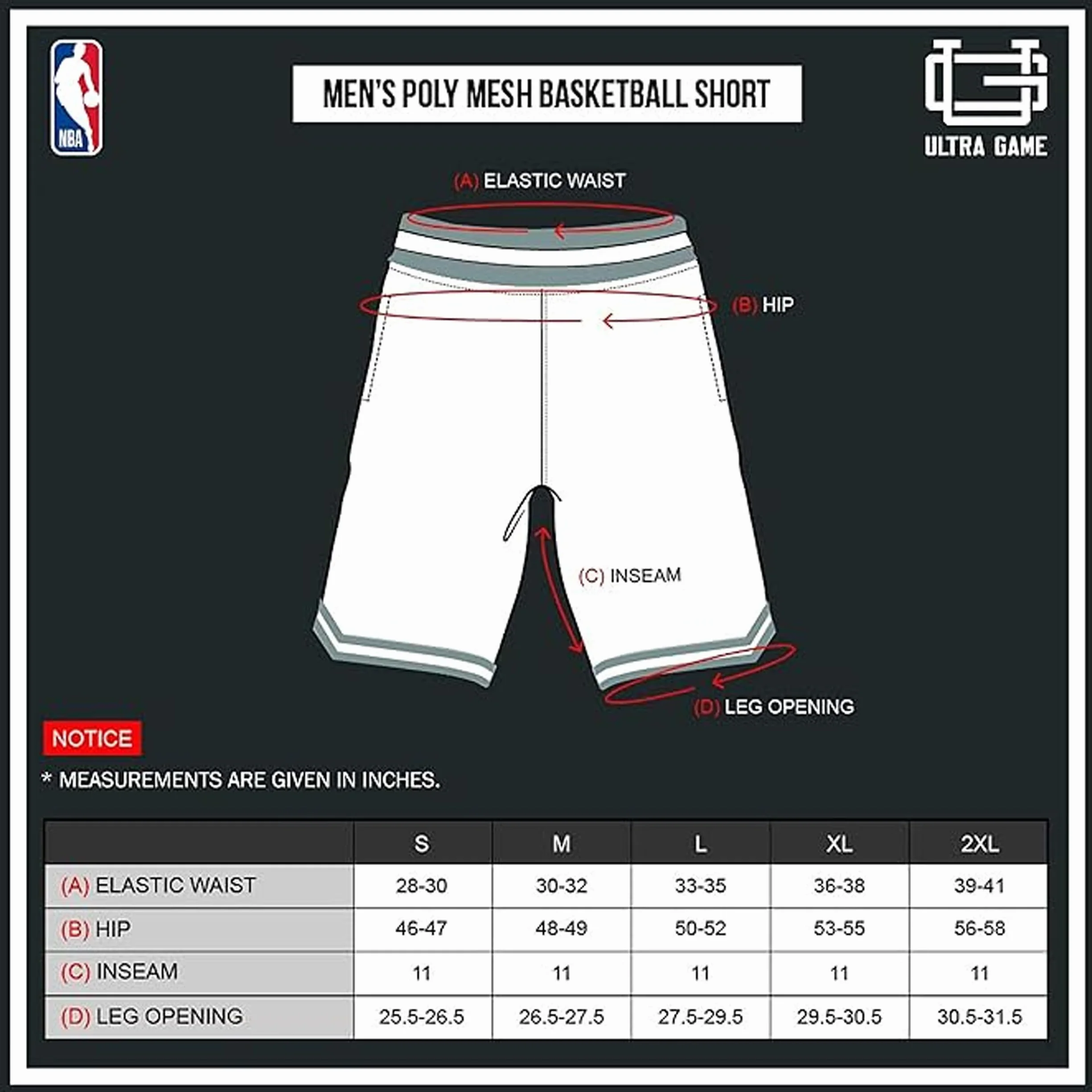 Unk NBA Short de Basket pour Homme GSM3547F avec Logo de l'équipe de la NBA tissé en polymaille, Noir, Taille XXL