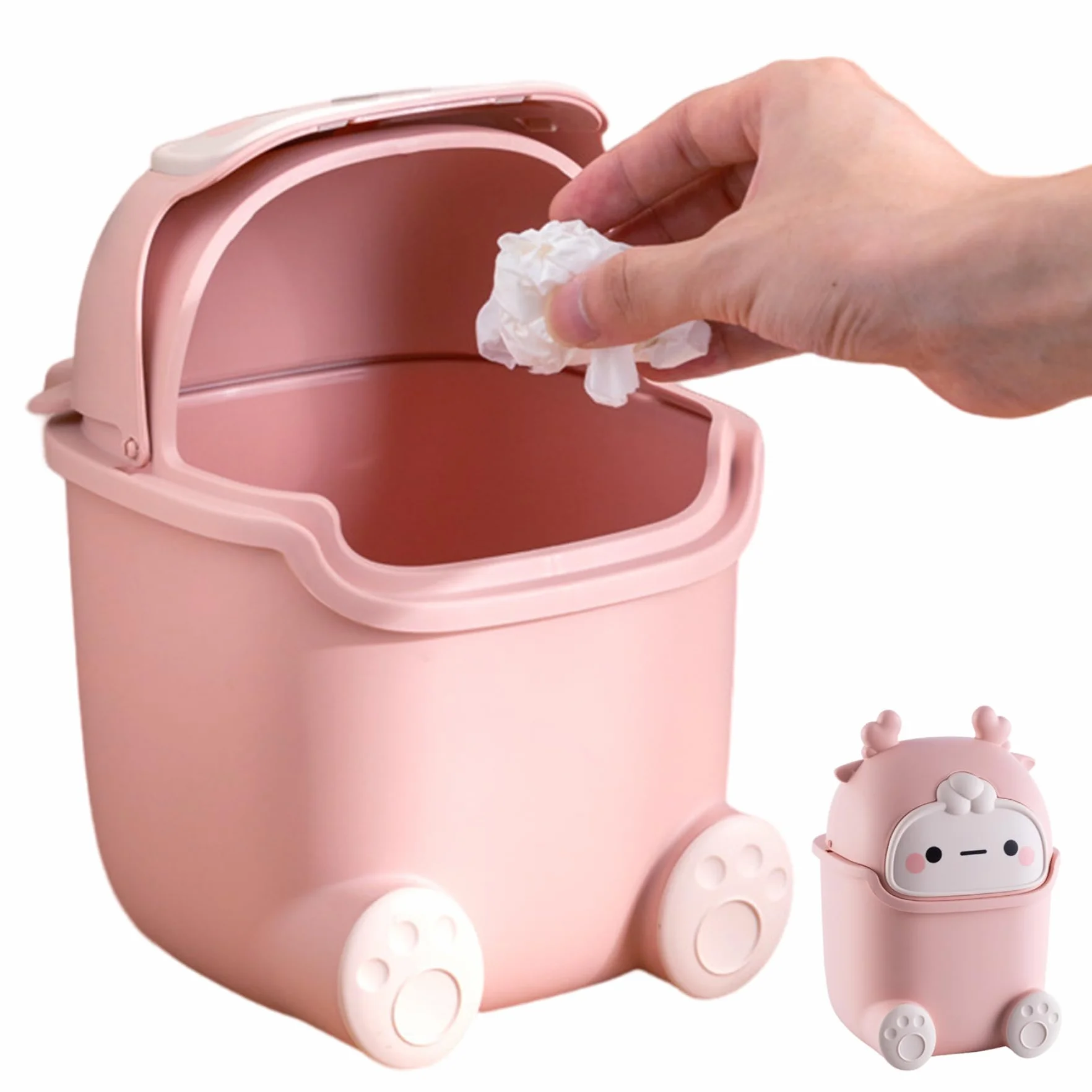 Poubelle en plastique mignonne 2 litres pour chambre bureau chat enfants