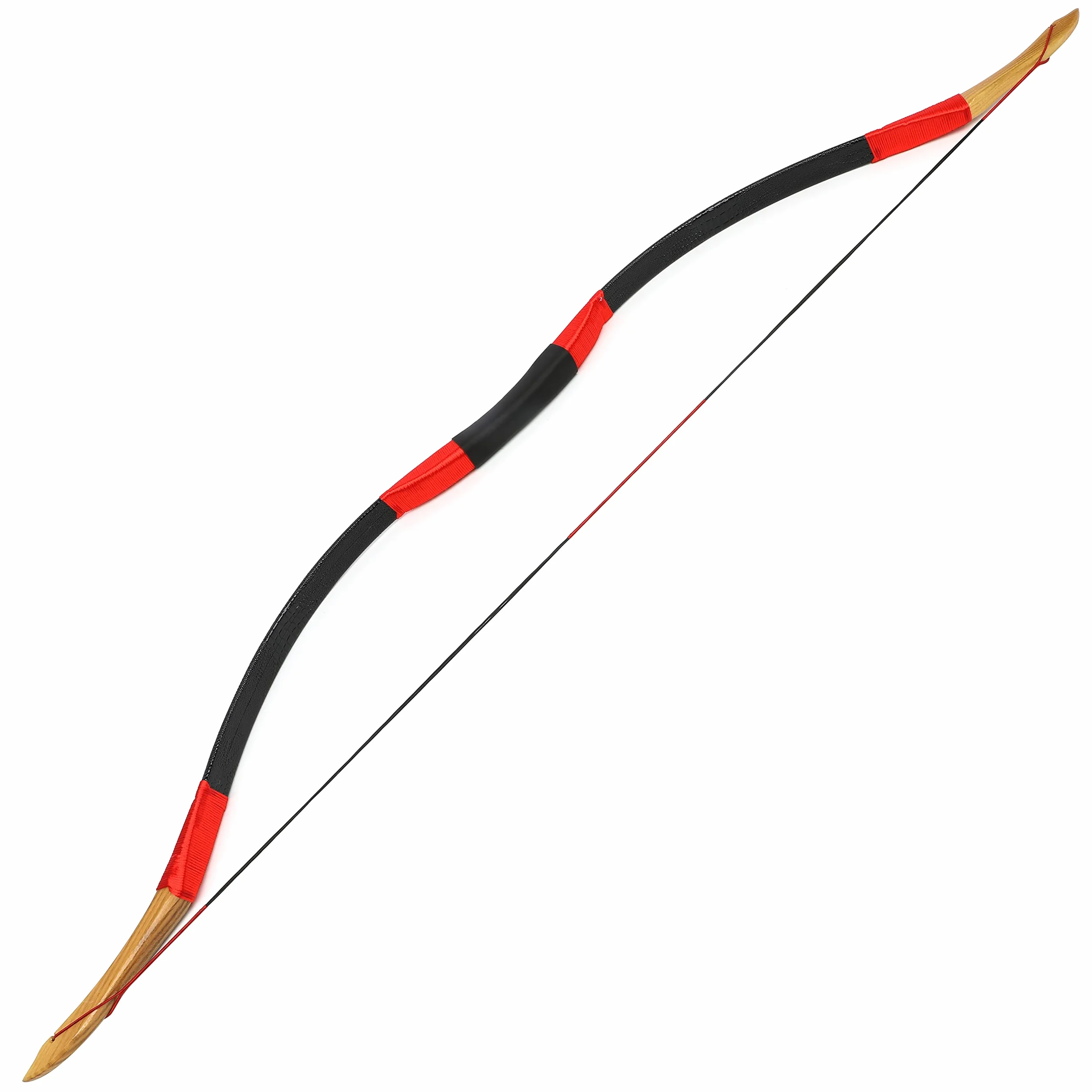 wolfman Arc Traditionnel Arc Classique Longbow Sport Arc Tir à l'arc Arc de Chasse Arc Bois Fait Main Arc Mongol Asiatique Arc à Cheval pour Adultes Adolescent Débutant Main Gauche Droite(I, 35Lbs)