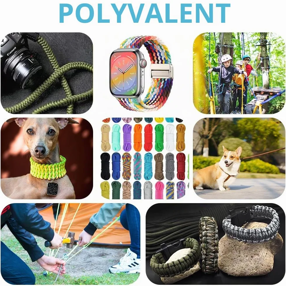 Kit de Corde Paracord 550 3m 36 Couleurs, Paracorde Nylon 4mm 7 Brins pour Bracelet Survie Camping