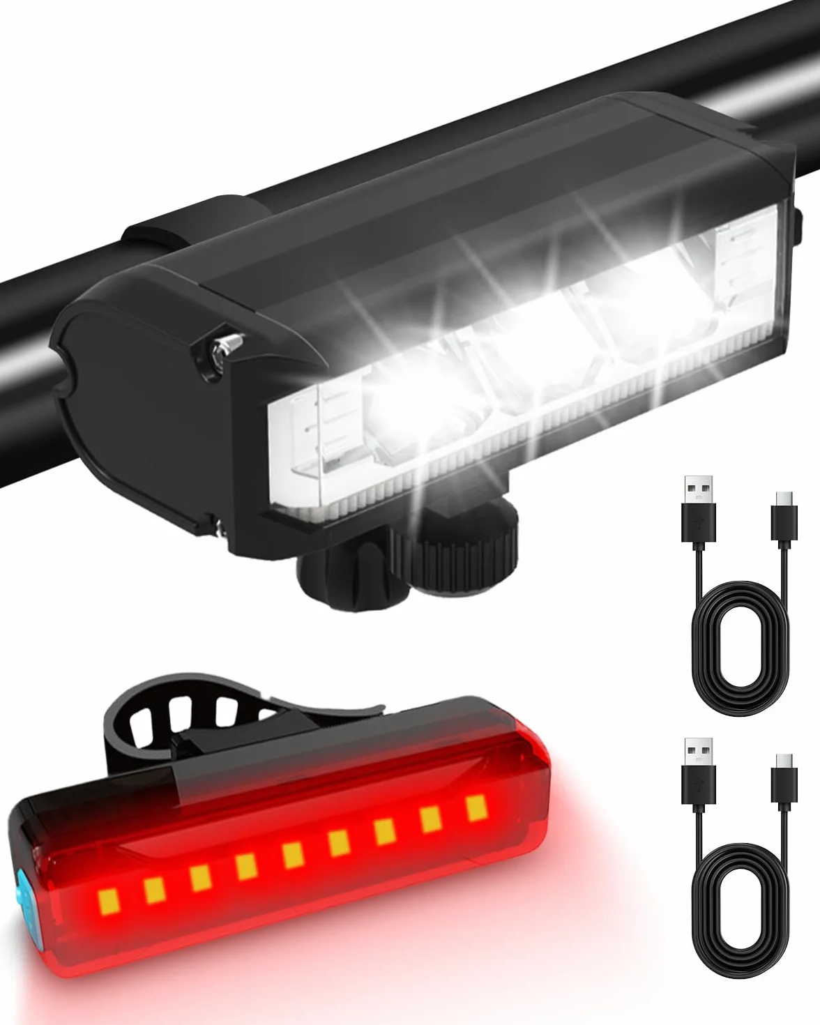 Victoper Lumiere Velo Avant et Arrière,Eclairage Velo Faisceau Large, 2025 Amélioré Lumen élevé Lampe Velo LED Puissantes, IPX4 Étanche,Eclairage Velo pour Cyclisme sur Route en Montagne