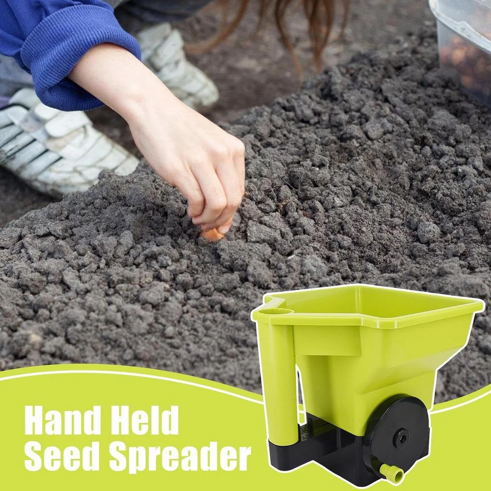 Épandeur d'engrais de précision ergonomique portable pour pelouse et jardin