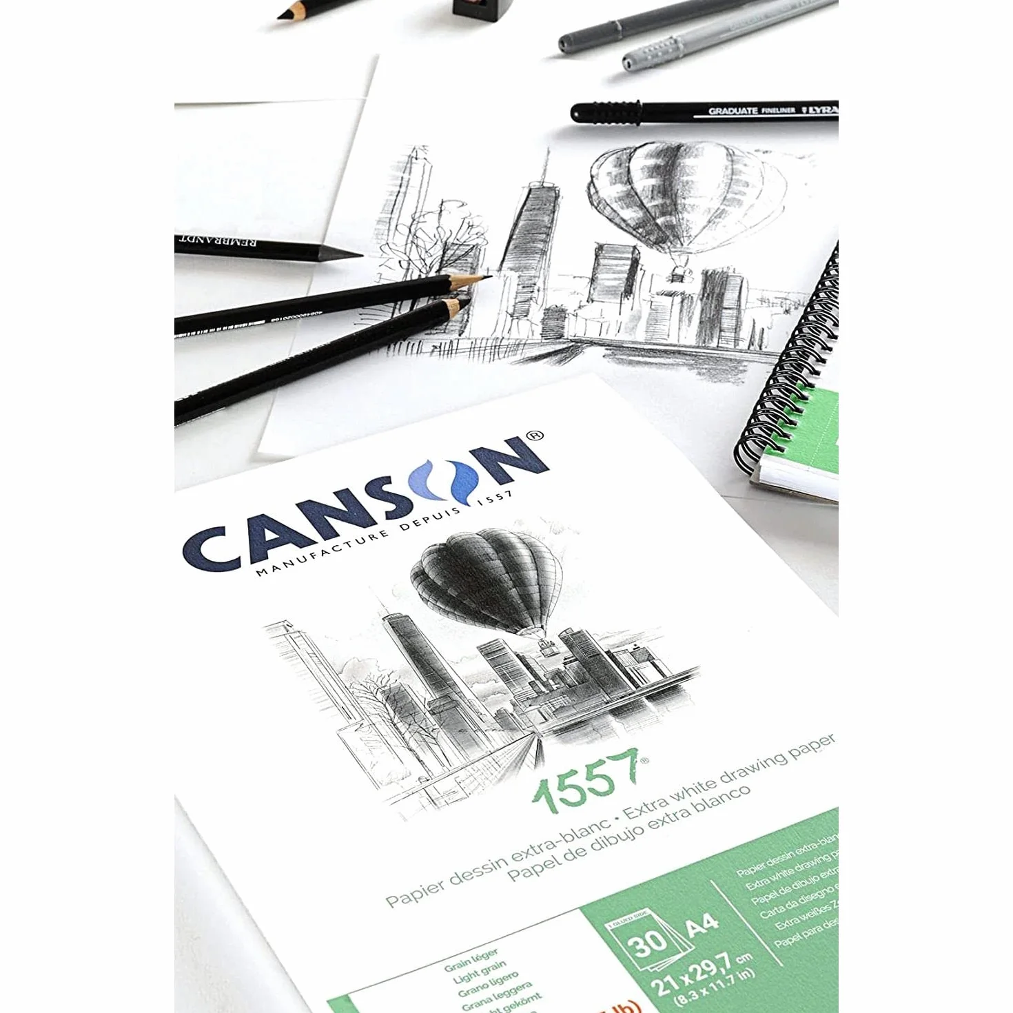 CANSON 1557 Bloc dessin A4 180g/m² 30 feuilles