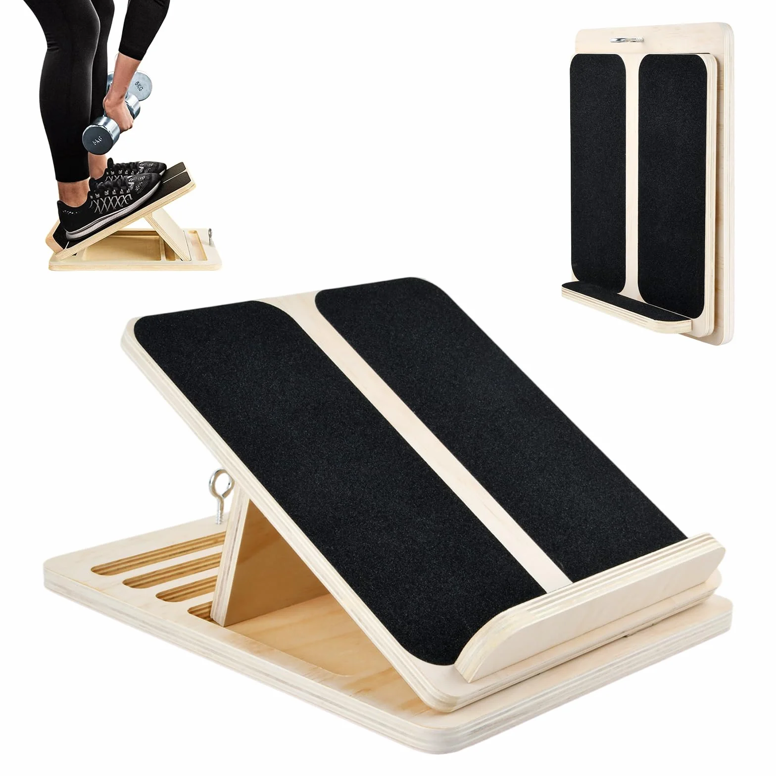 Planche Inclinée Professionnelle en Bois, Slant Board pour Étirement et Entraînement à l'Équilibre