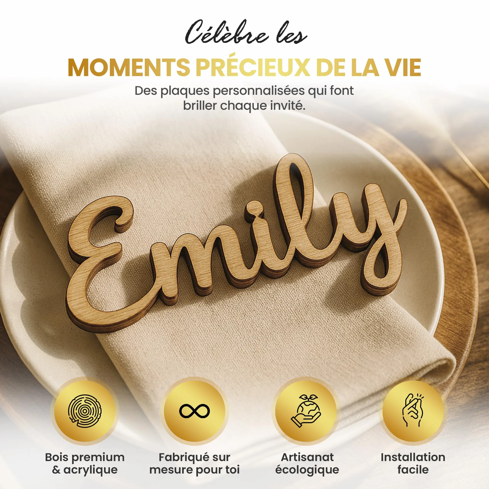 Plaque Porte Personnalisée en Bois & Acrylique Effet 3D – Déco Murale Enfant – TIEFENWERK®