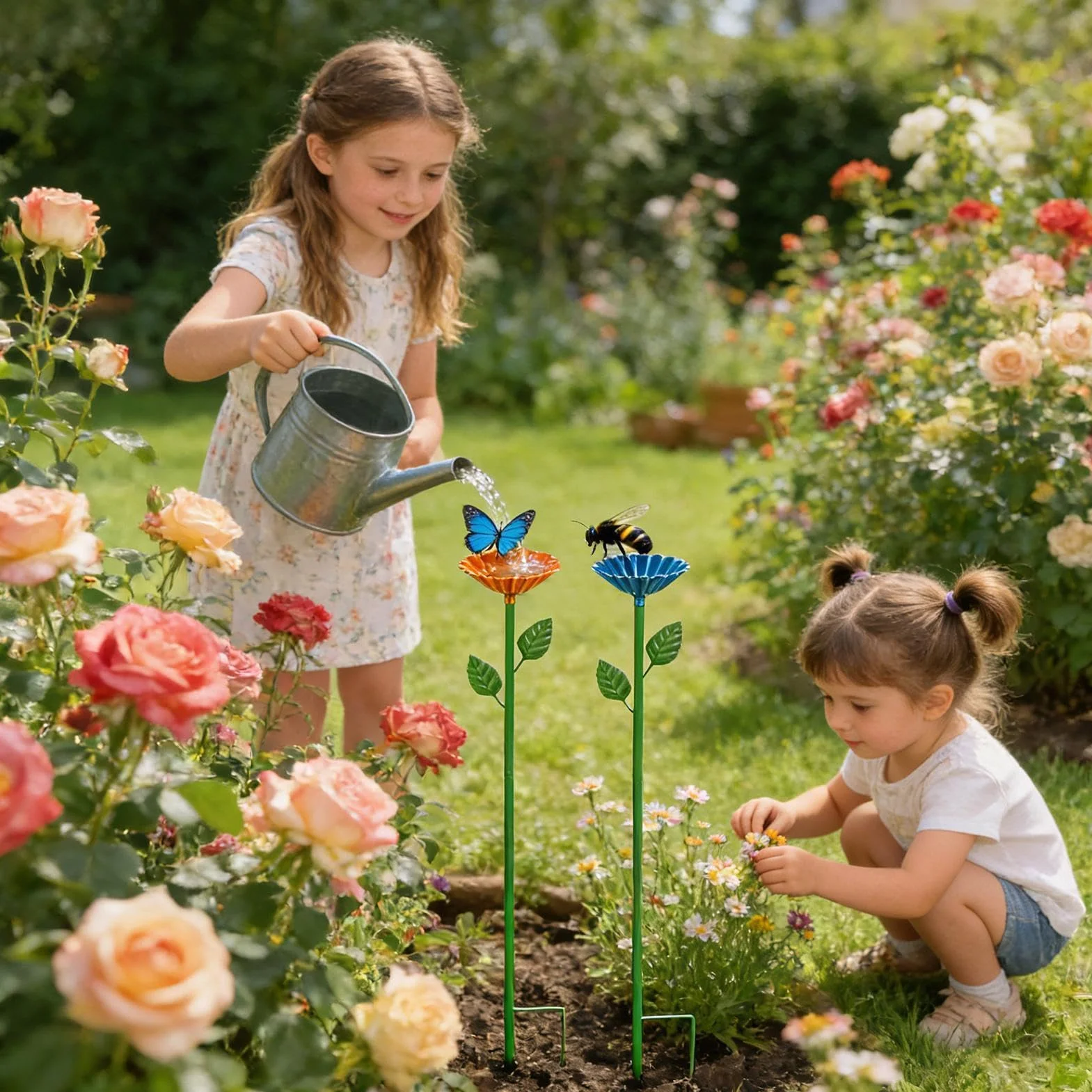 Abreuvoir pour Abeilles et Oiseaux avec 2 Piquets - Bain Oiseau Extérieur