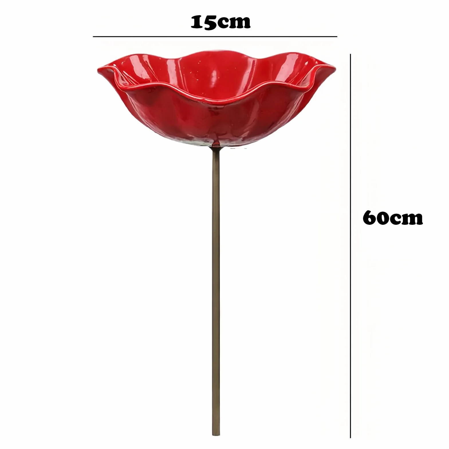 Abreuvoir pour Abeilles en Métal Fleur, Bain d'oiseaux sur Tige 60 cm Résistant aux Intempéries, Mangeoire pour Oiseaux