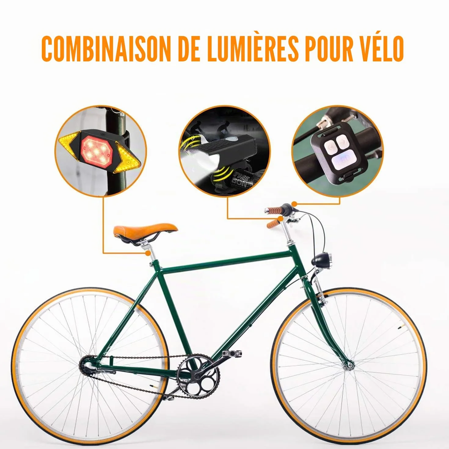 feu arrière de vélo Clignotants étanches feu d'avertissement de Frein avec télécommande sans Fil Feux arrière de vélo Rechargeables intelligents