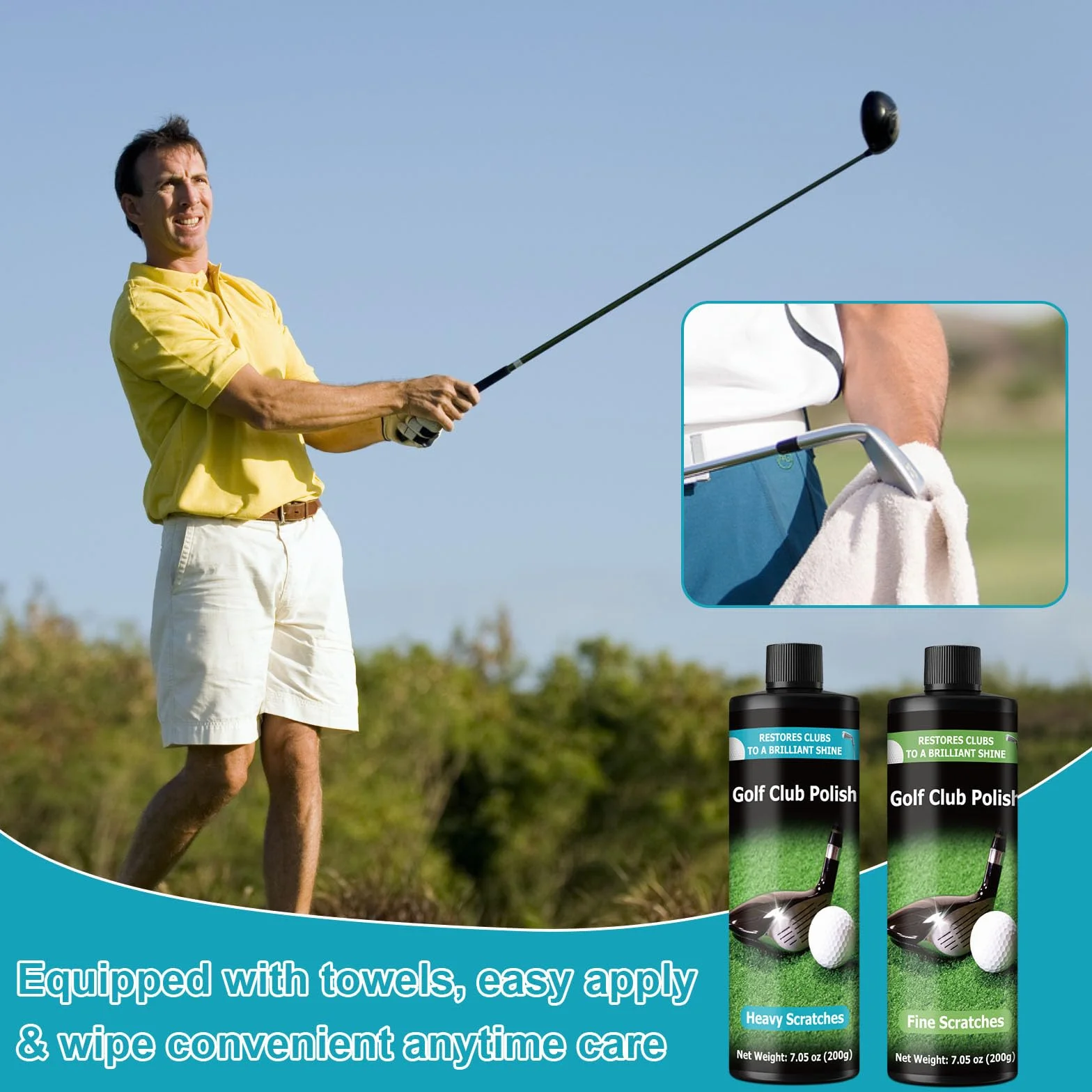 Kit de polissage pour club de golf 410 ml, élimine éraflures et rayures, métal, zinc, aluminium, acier