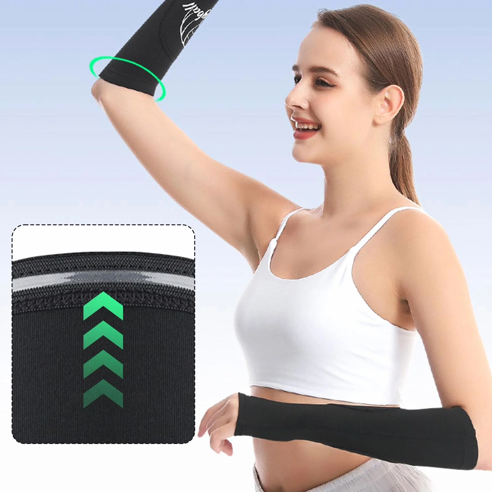 1 Paire Volleyball Compression Bras Coudières Bras Manchon, Avant-Bras Accessoires pour l'entraînement de Volleyball, Sports Avant-Bras Manches Etagères de Protection et Trou de Pouce