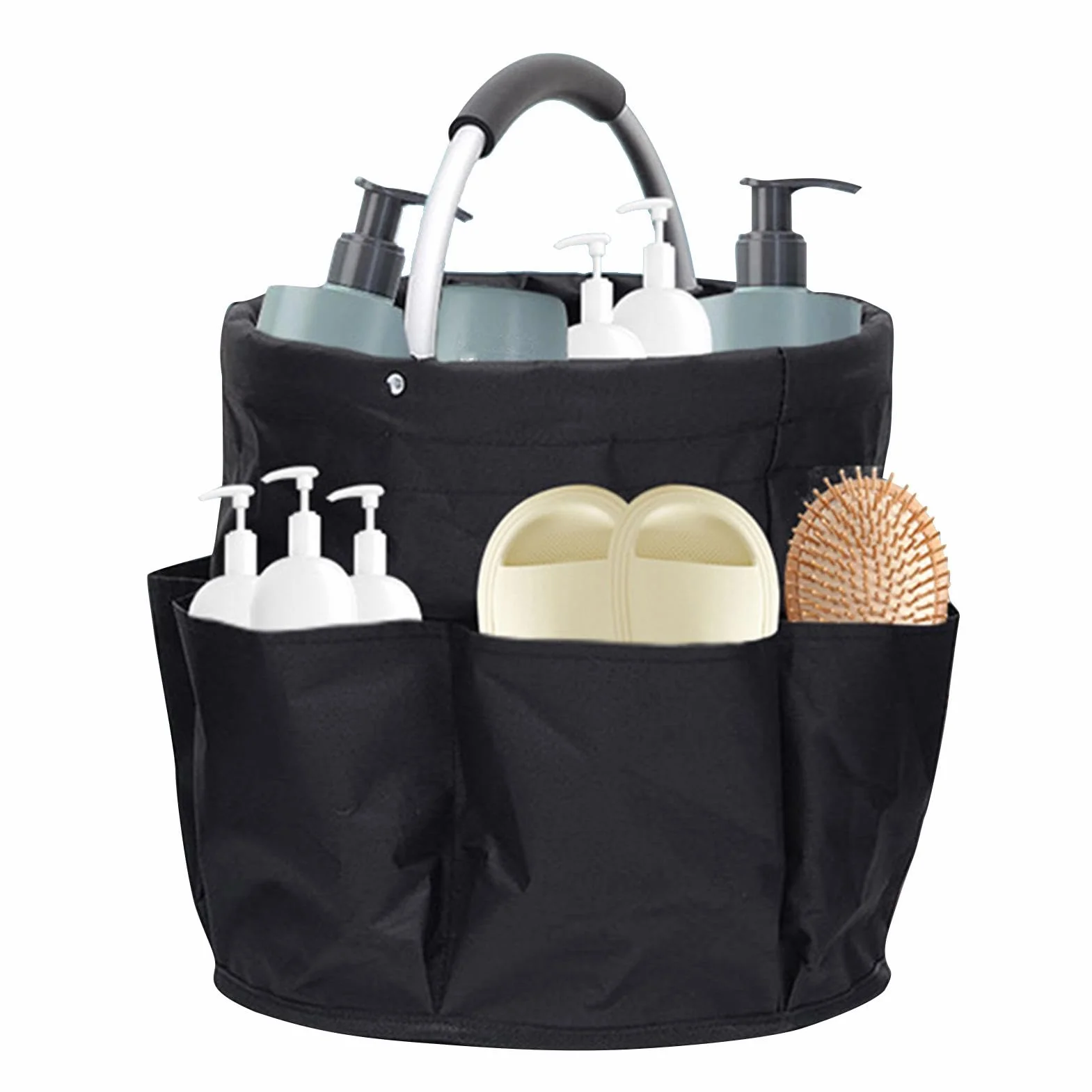 Sac de Rangement Pliable 28x28x28cm avec 6 Poches Latérales, Seau Portable pour Outils Jardinage