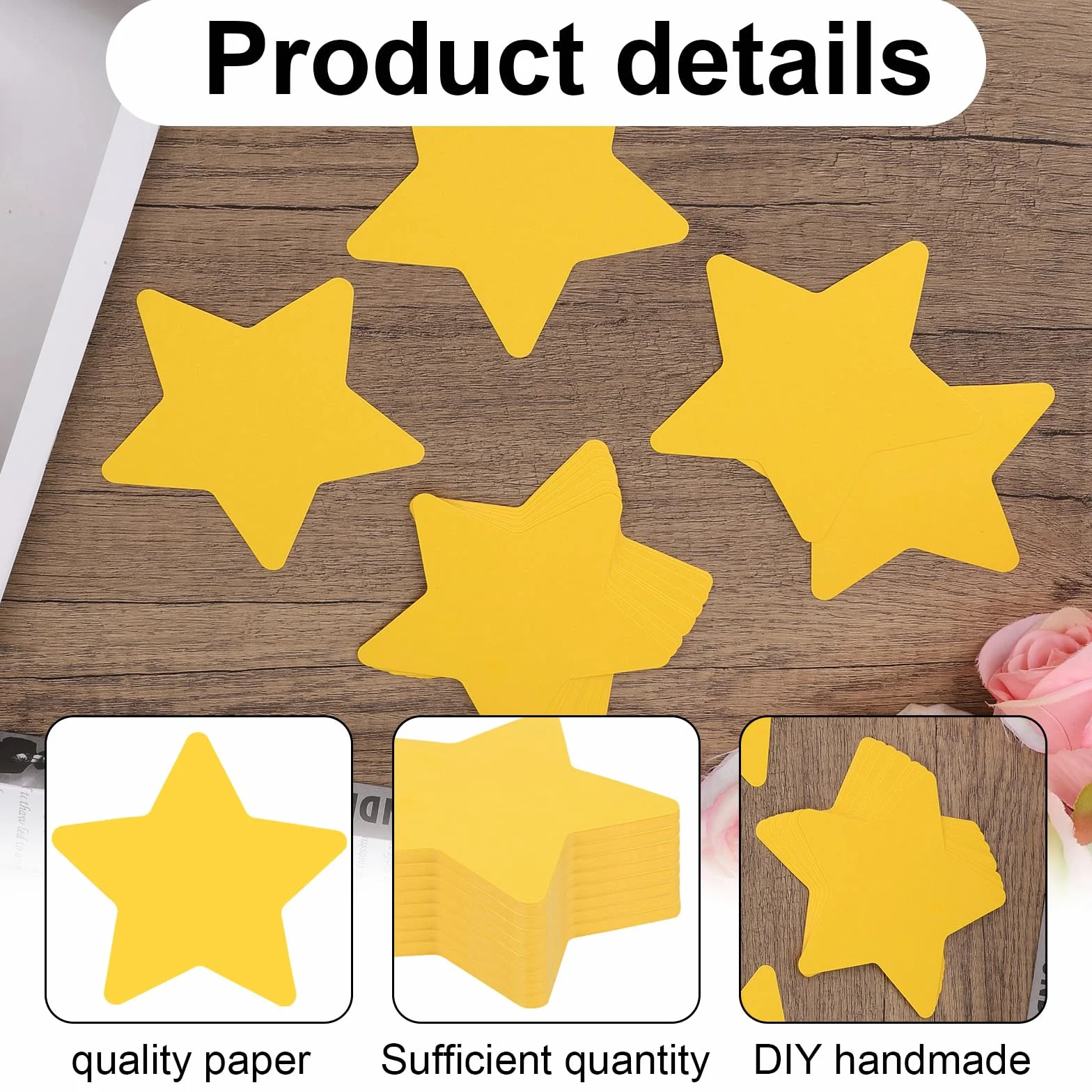 Étoiles Dorées Découpées 10cm Papier Double Face 200pcs pour Décoration Murale de Fête et Projets Scolaires