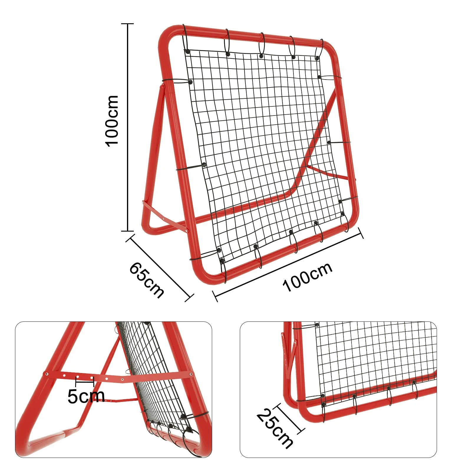 Filet de rebond pour football, baseball, tennis, entraînement, réglable, 5 niveaux, pliable, panneau de rebond, pour enfants, 100 x 100 x 65 cm