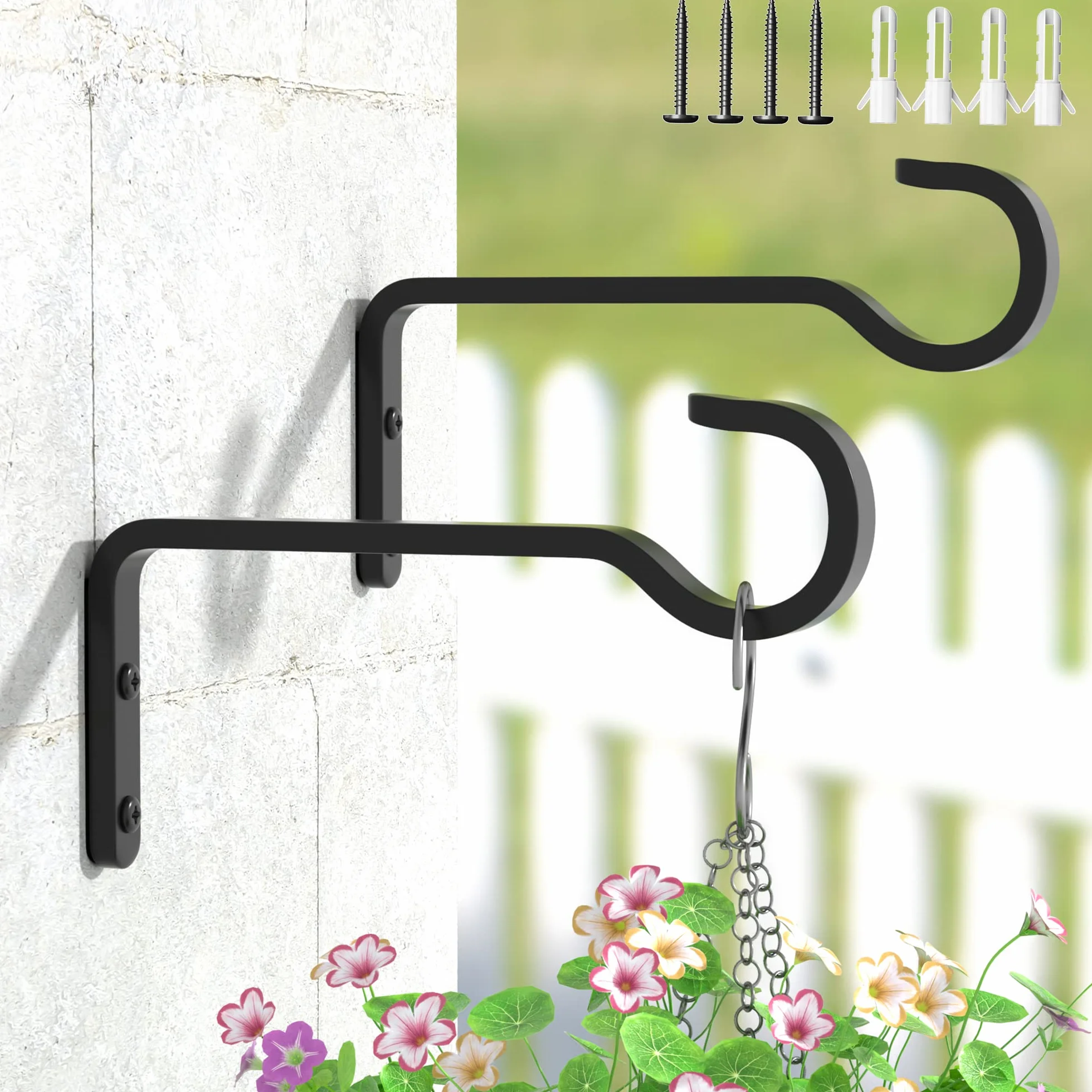 Saffruff Lot de 2 Crochets Muraux 14,5 cm pour Plantes Suspendues, Support pour Plantes Extérieur