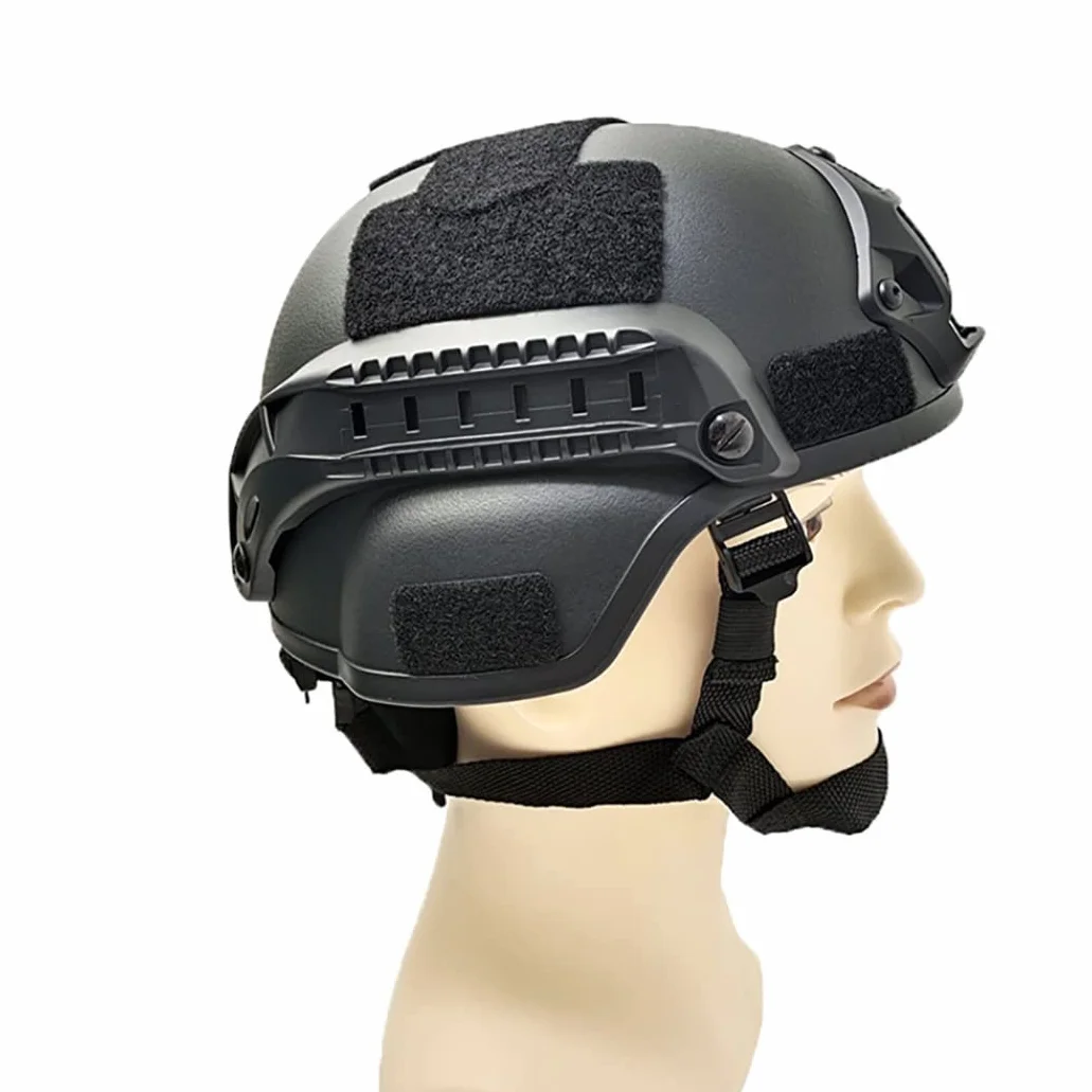 Casque Airsoft rembourré réglable avec support NVG et rail latéral pour Airsoft Paintball Chasse Tir (Noir)