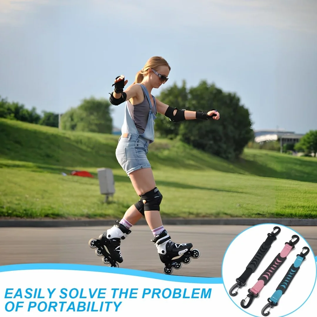 3 pcs Sangles Porte Ski, 30cm Portable Sangles Chaussure Ski avec Patin Antidérapant et Boucles à Double Extrémité, Hiver Bandoulière de Transport Ski Poignées de Patins à Roulettes