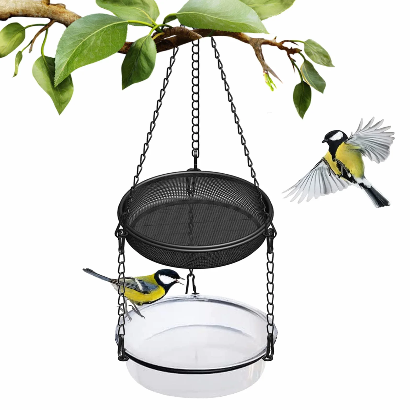 Mangeoire Oiseaux Exterieur Suspendre Métal Noir pour Oiseaux Sauvages Jardin Balcon