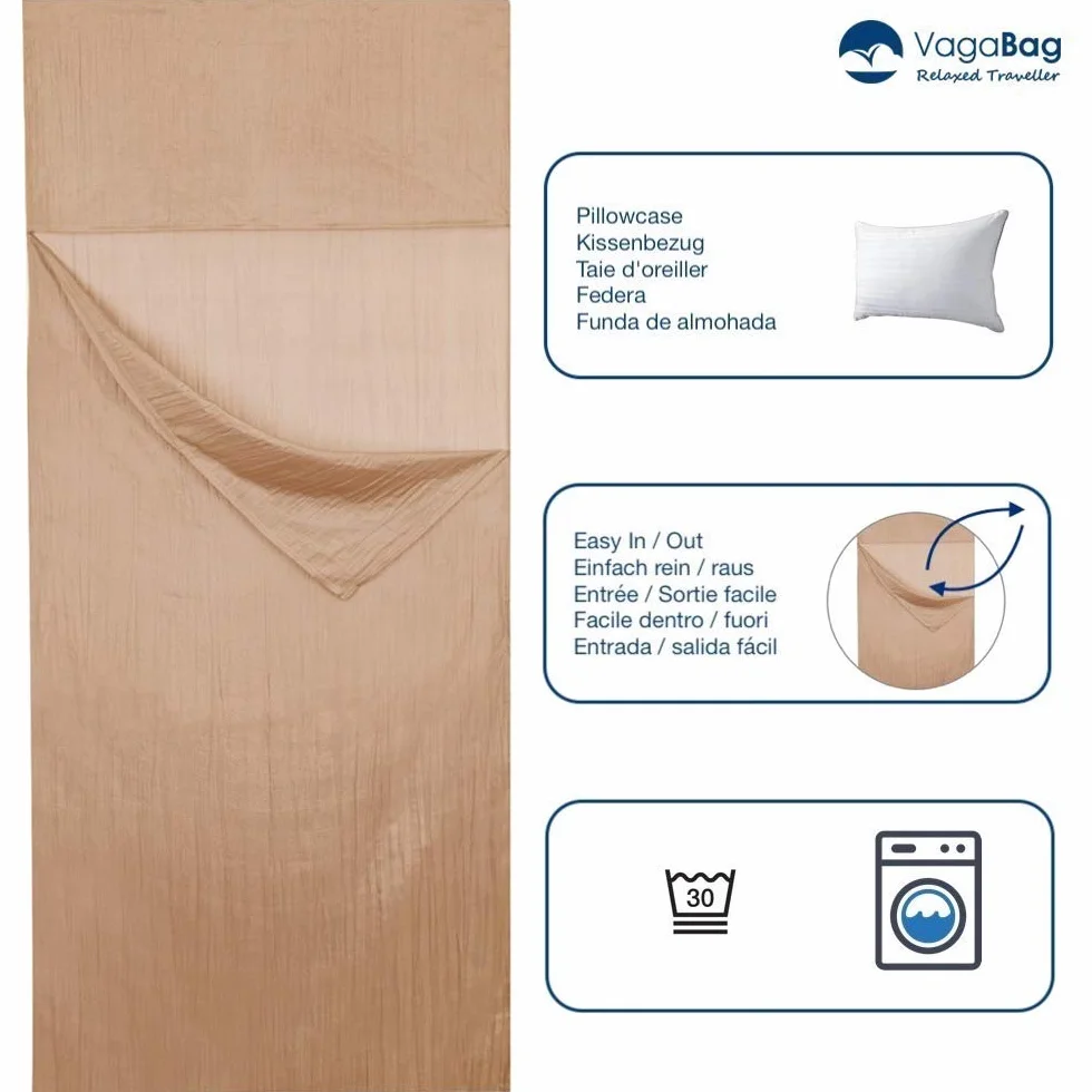 Drap de Sac de Couchage en Soie Naturelle, Sac à Viande rectangulaire, Drap de Voyage 85x220 cm à Utiliser Seul ou dans Votre Sac de Couchage