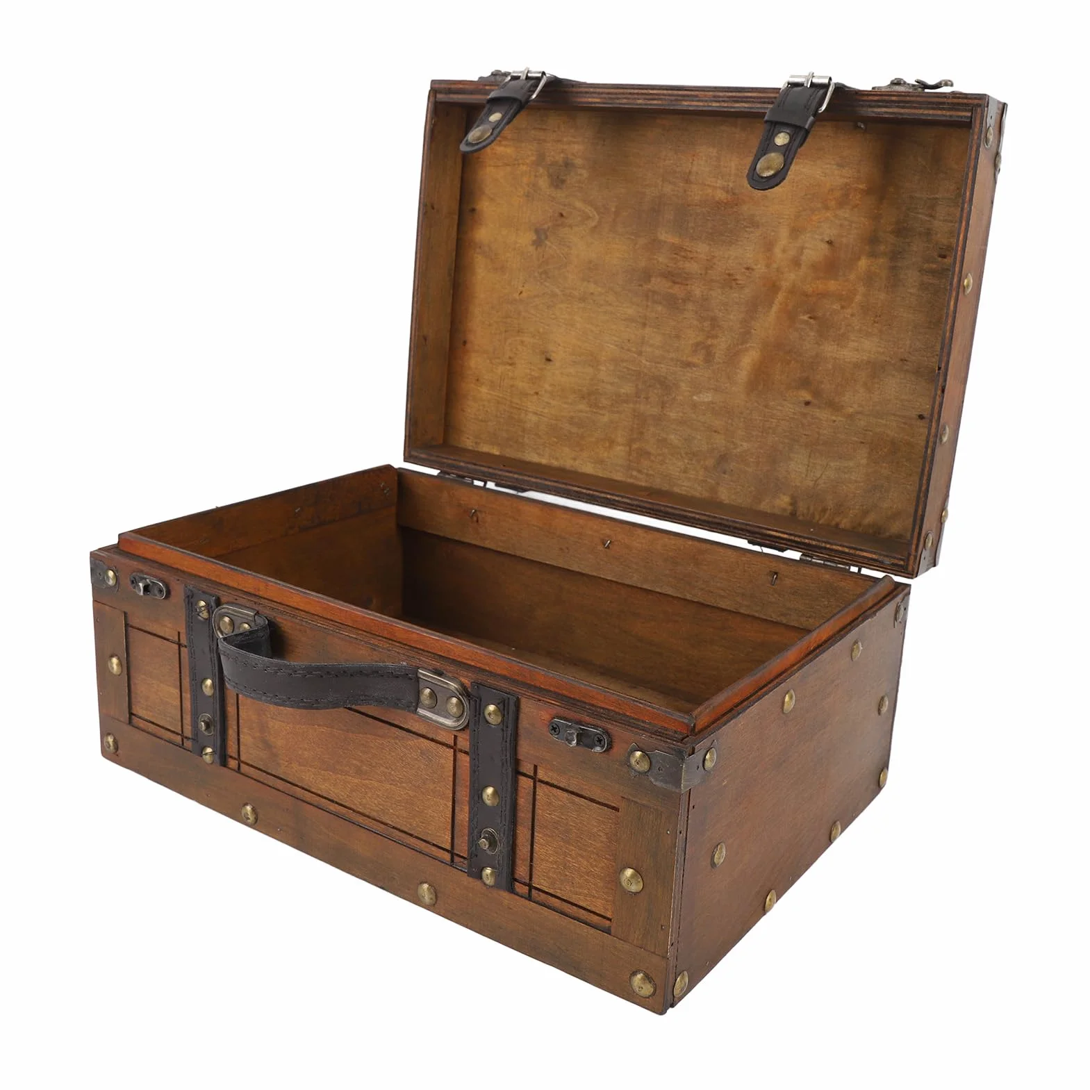 Coffre de Rangement en Bois Rétro Vikye avec 2 Verrous en Bronze, Grand
