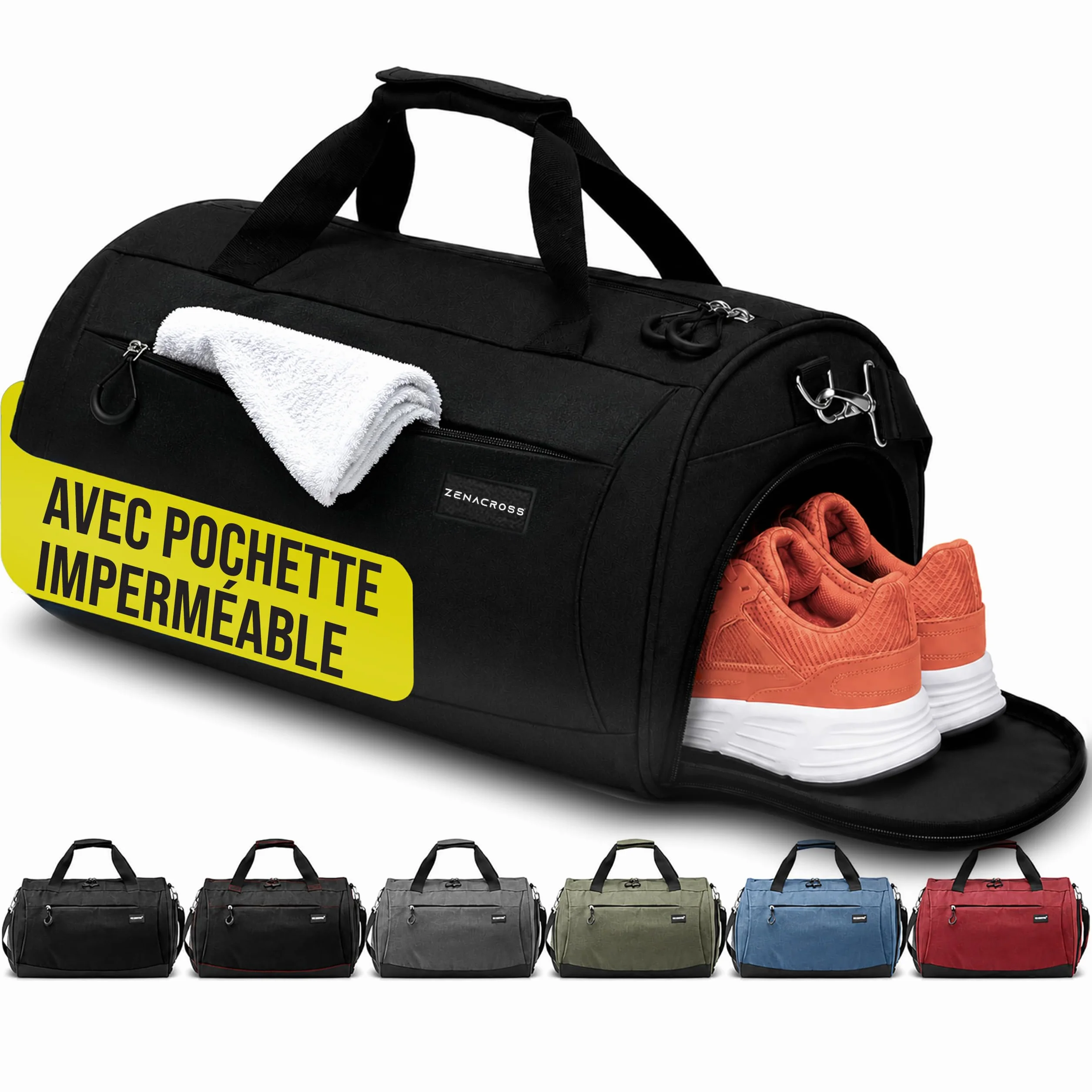 Sac de Sport Femme Homme avec Compartiments Chaussures 30 l Noir