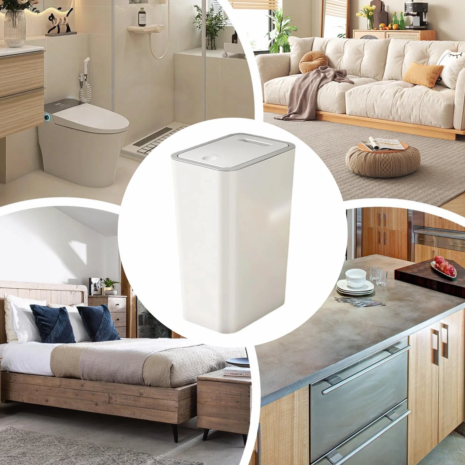 Poubelle Salle Bain Plastique Avec Couvercle 10L 33x9.5x13cm Poubelle Cuisine Bureau