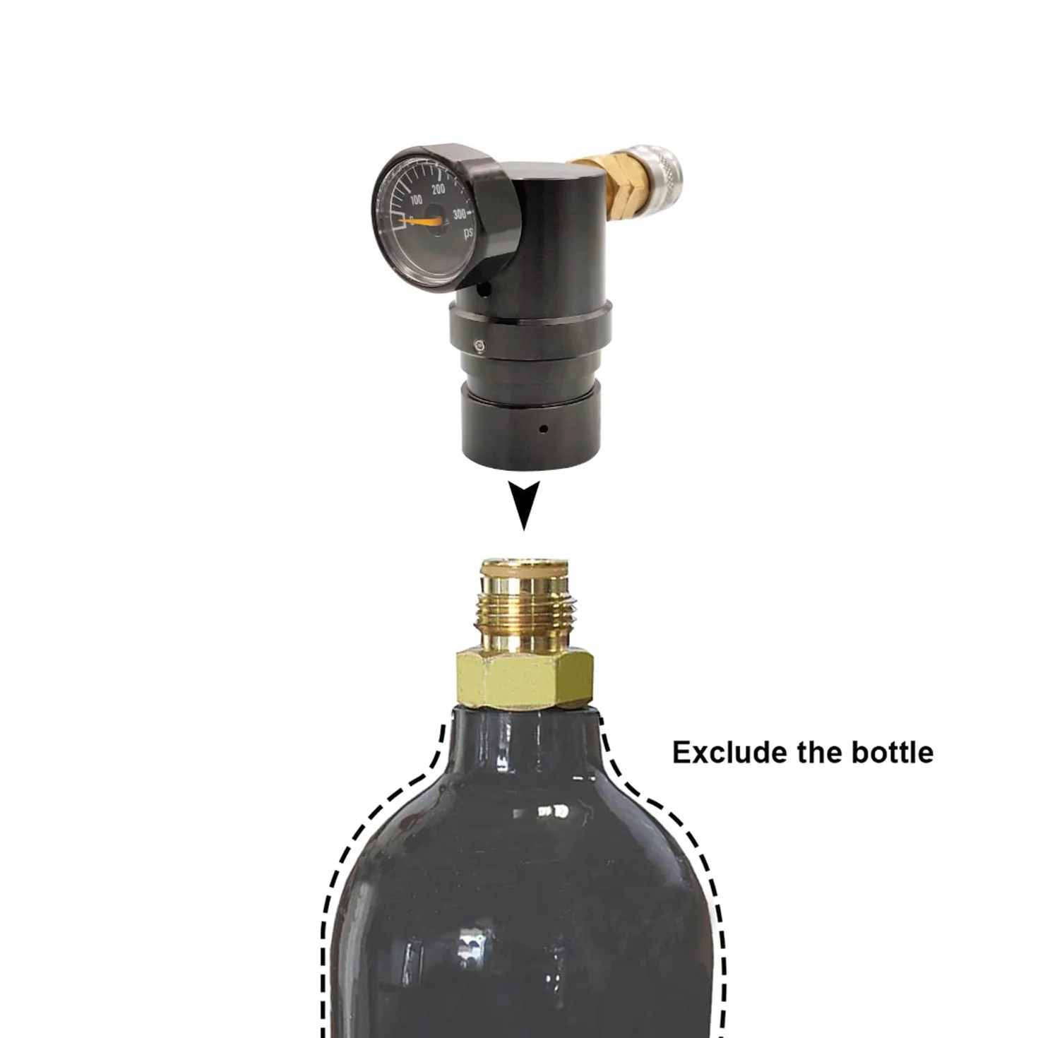 GEN2 HPA Micro MR Régulateur d'air W/US Foster Coupleur W/Remote Coil Tuyau 300 psi Manomètre Pression de sortie 40PSI-200PSI