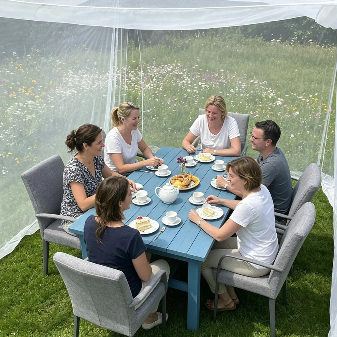 Moustiquaire d'extérieur,Moustiquaire pour l'intérieur et l'extérieur,Moustiquaire pour Lit Double-300 x 300 x 250 cm,220 Mailles,pour intérieur et extérieur,Terrasse,Patios et Camping (Blanc)