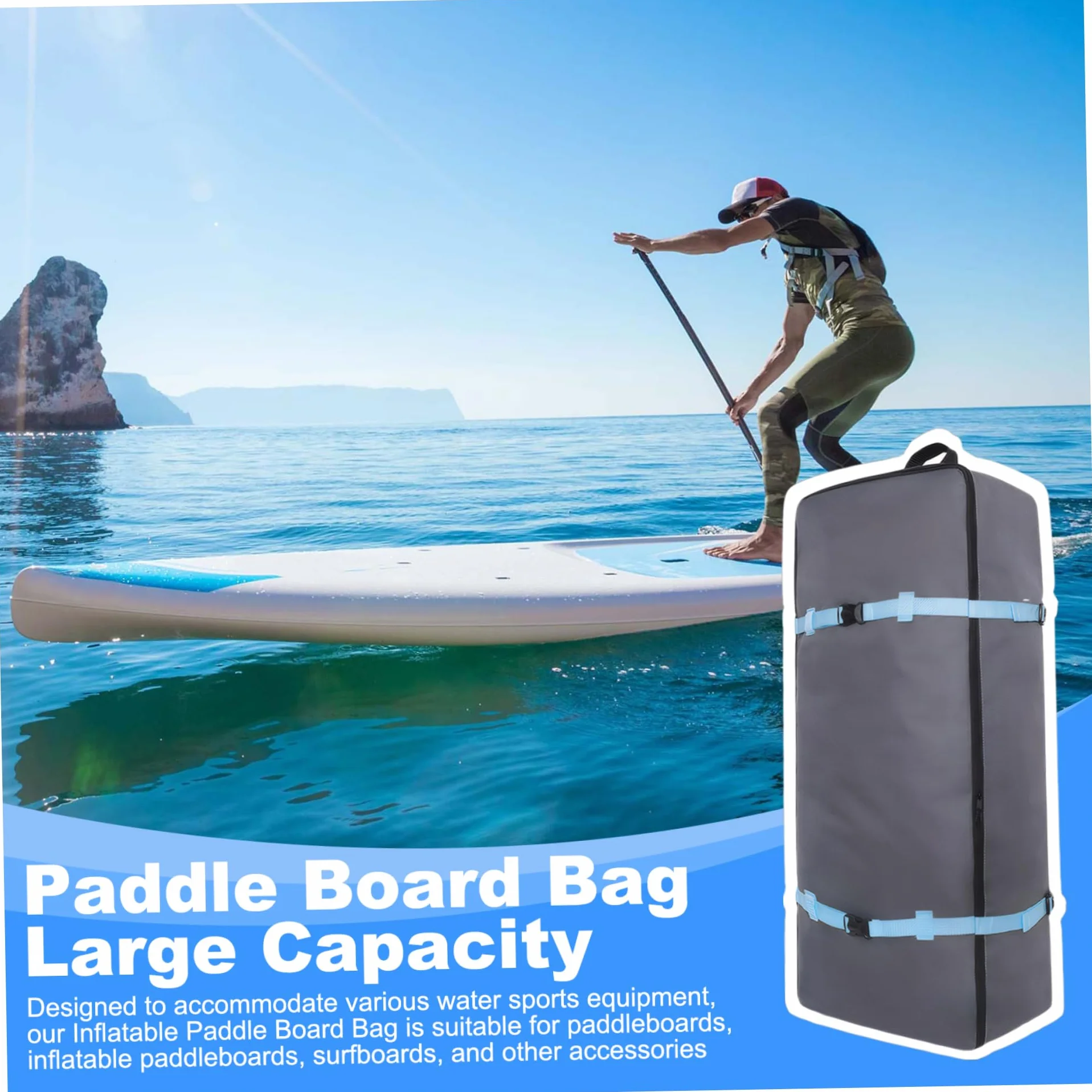 Sac à Dos Obelunrp Paddle en Tissu Oxford avec Poignée et Sangle de Boucle, Sac à Pagaie Étanche Gonflable pour Planche à Surface