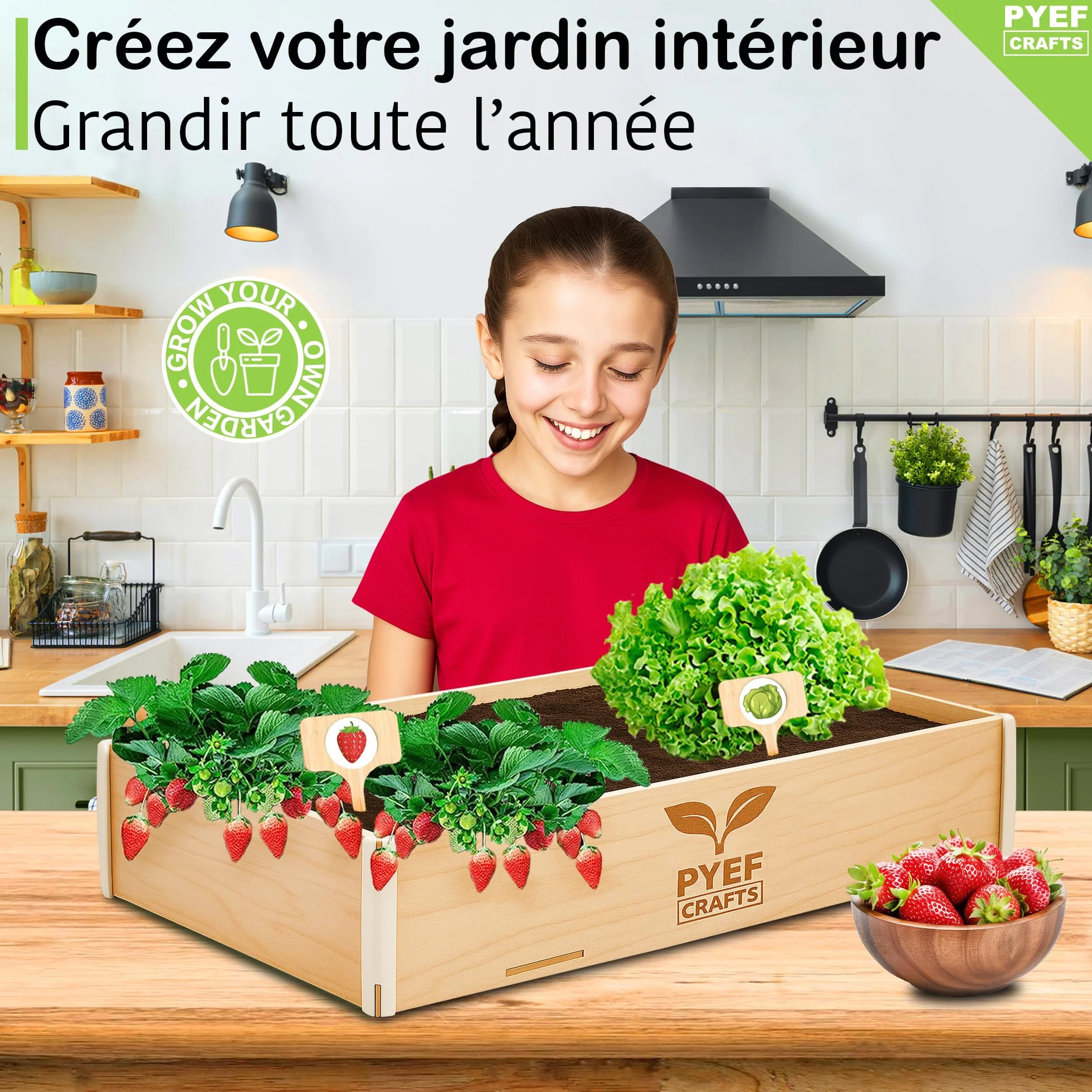 Kit Jardinage Enfant Plante à Faire Pousser - Prêt à Pousser Intérieur - 4 Variétés de Graines Potager