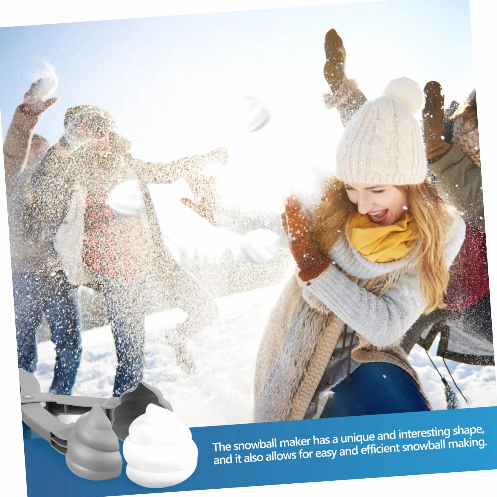 Lot de 2 Pinces à Boules de Neige Grandes en Plastique Solide pour Garçon et Filles Jouet de Neige Extérieur Polyvalent Accessoire et Jeux de Plage Couleur Aléatoire