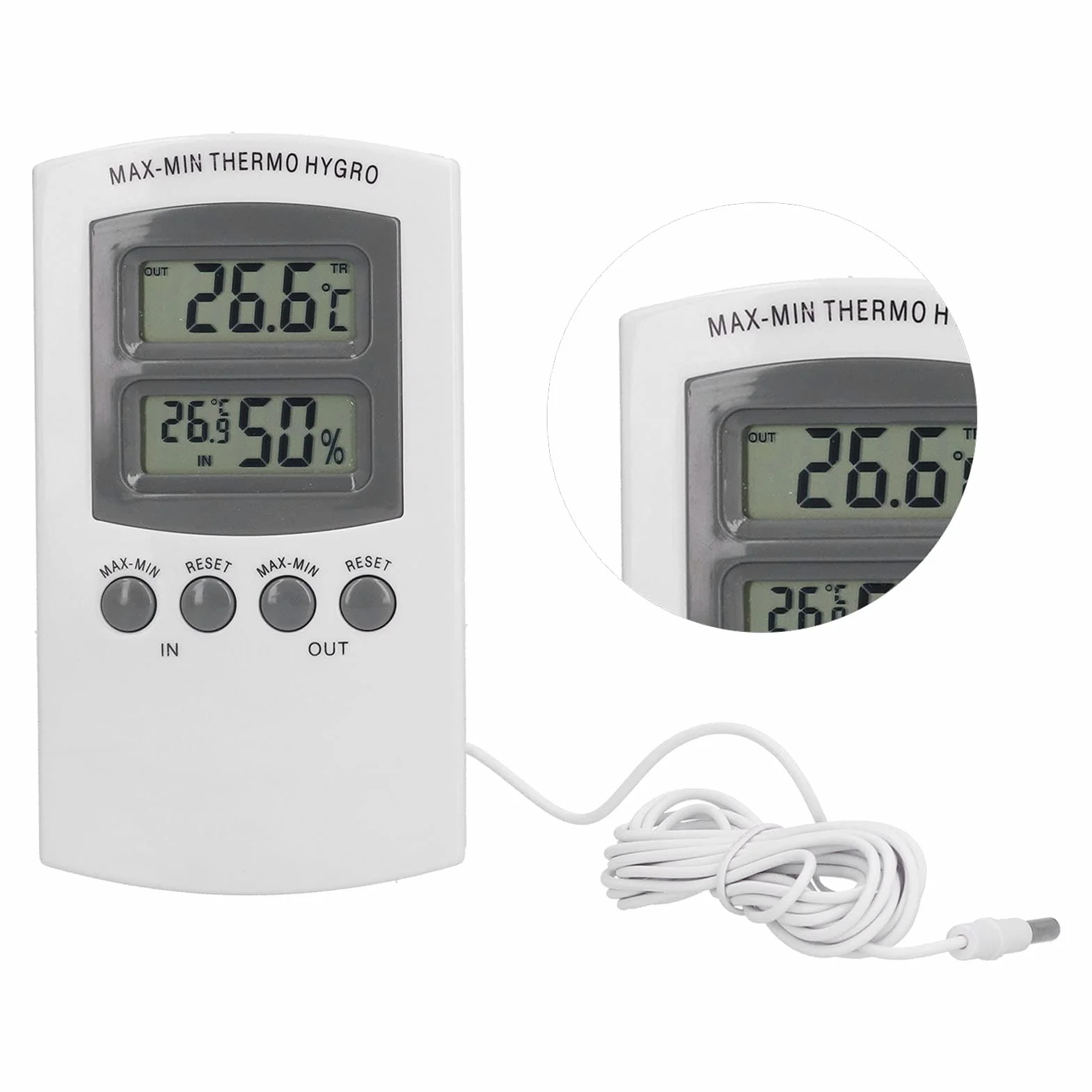 Hygromètre Thermomètre d'Intérieur LCD avec Jauge d'Humidité pour Maison Bureau