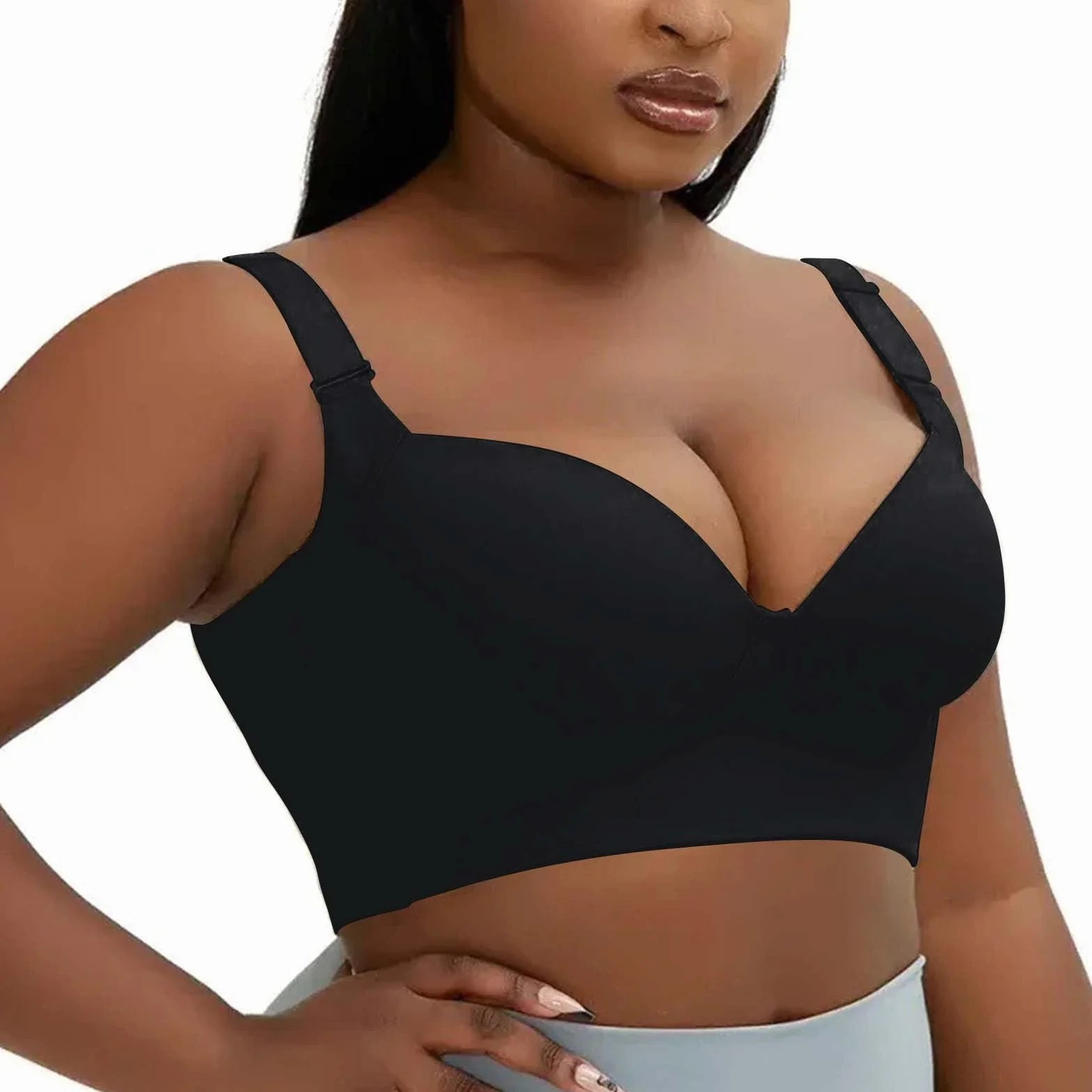 Soutien-Gorge Sexy Brillant de Grande Taille avec Ajustement Anti-affaissement sur Le côté de la Poitrine pour Femme Débardeur Chat