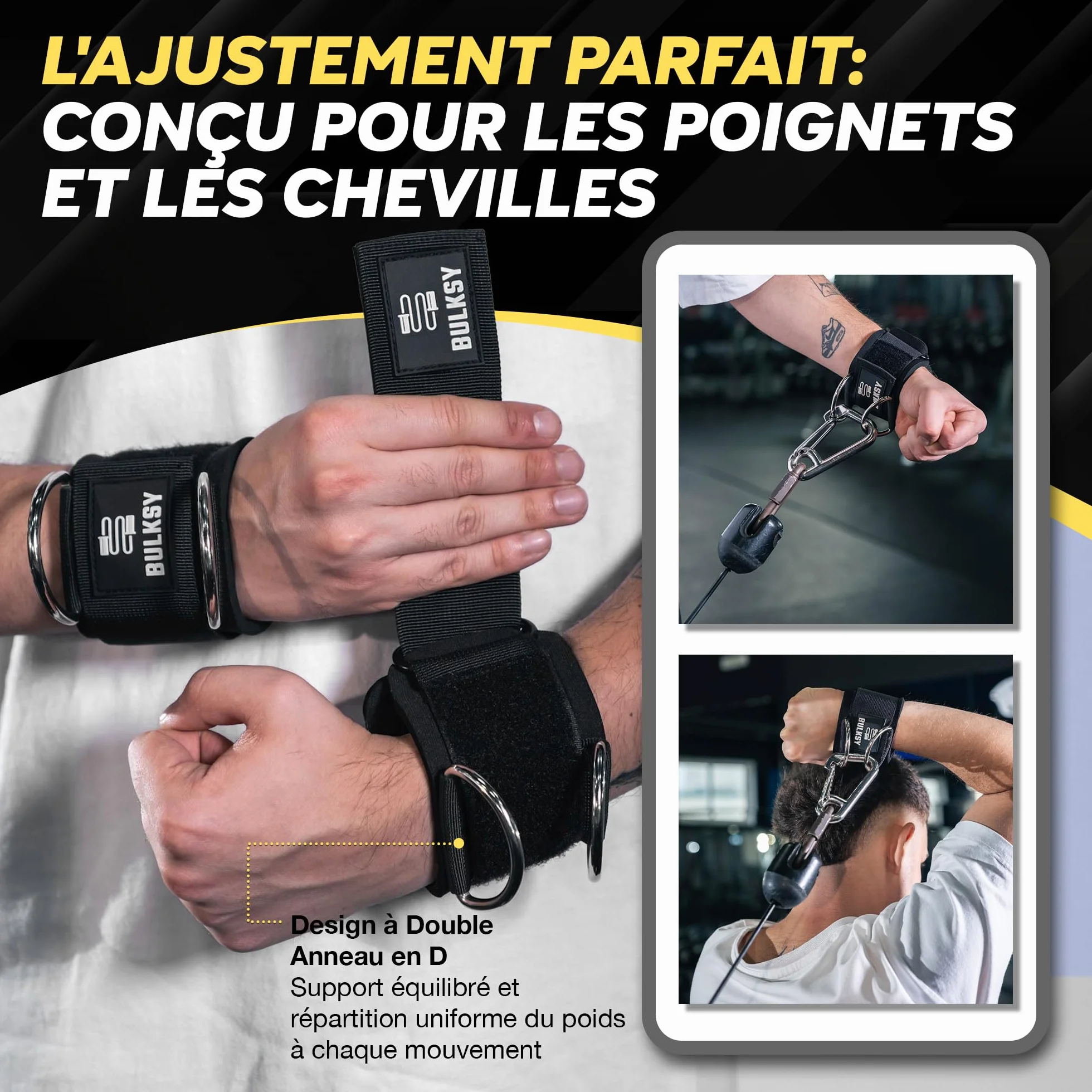 Sangle Poignet Musculation Poulie - Poignée Musculation - Accessoires Poulie Fitness