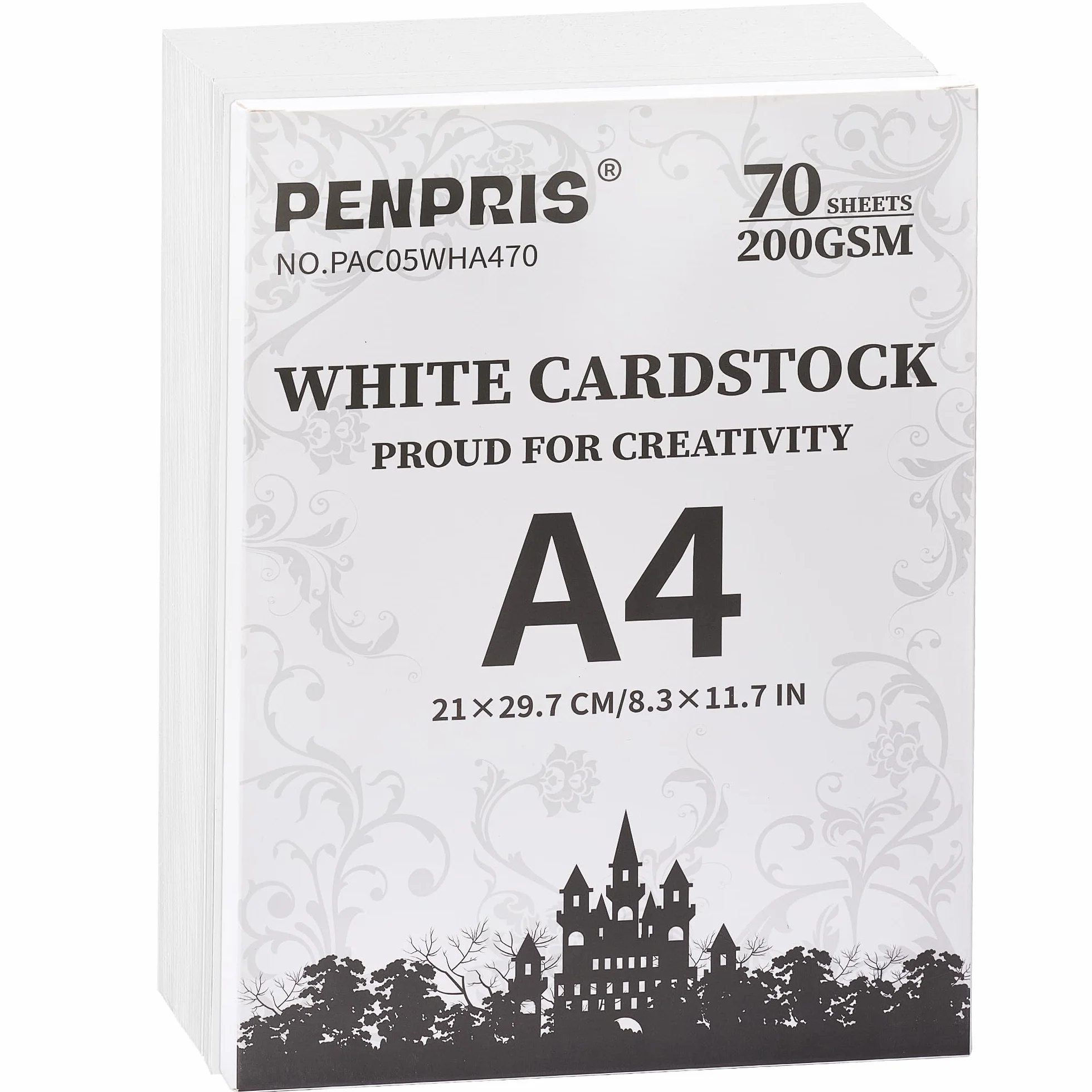 Papier Cartonné Blanc A4 200 g/m² 70 Feuilles pour Imprimante Scrapbooking PAC05WHA470