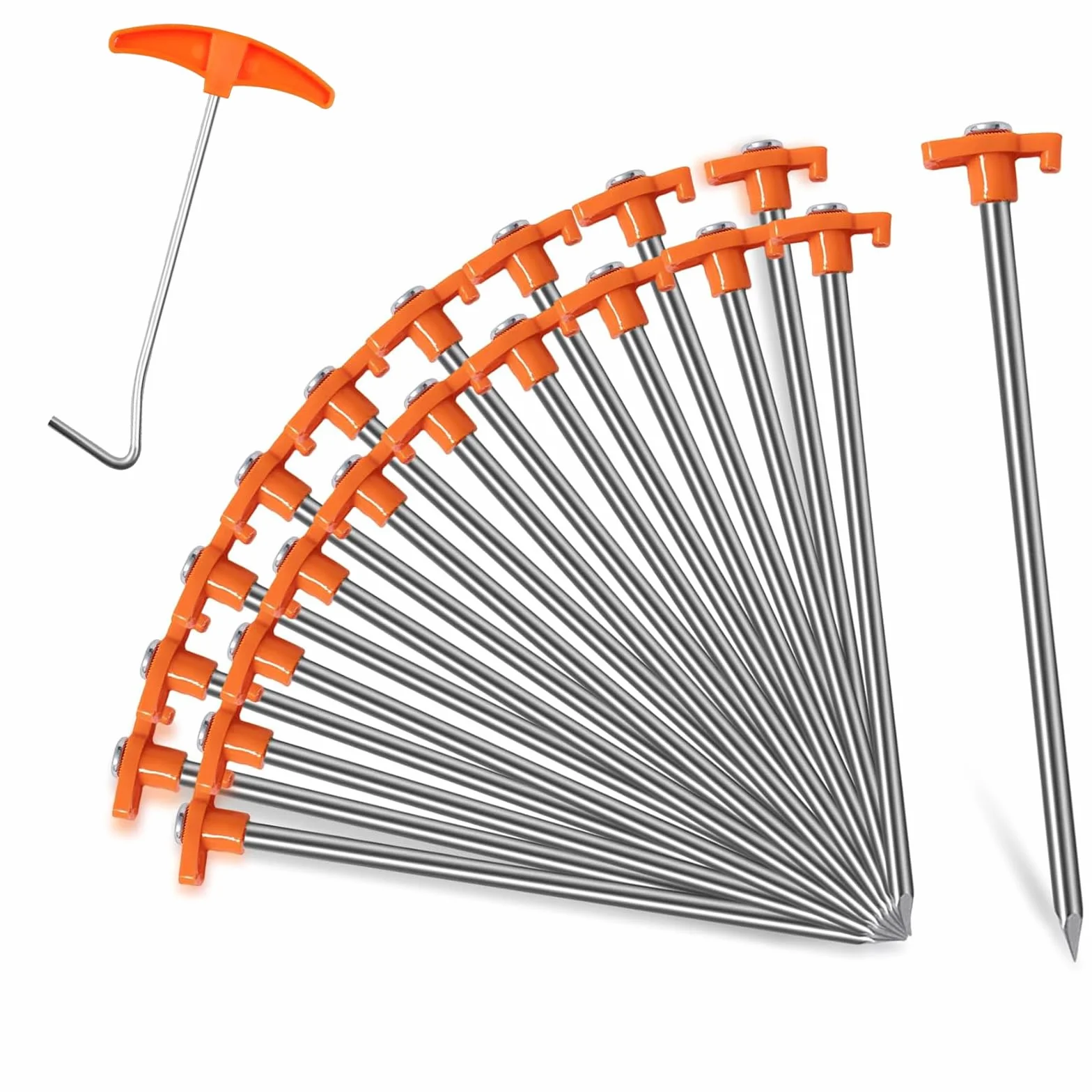 20pcs Piquets de Tente en Acier, Piquets de Tente Stables Piquets de Sol Antirouille, Piquets de Roche pour Le Camping et l'extérieur, Sardines Camping pour Surface Dure, Gazon