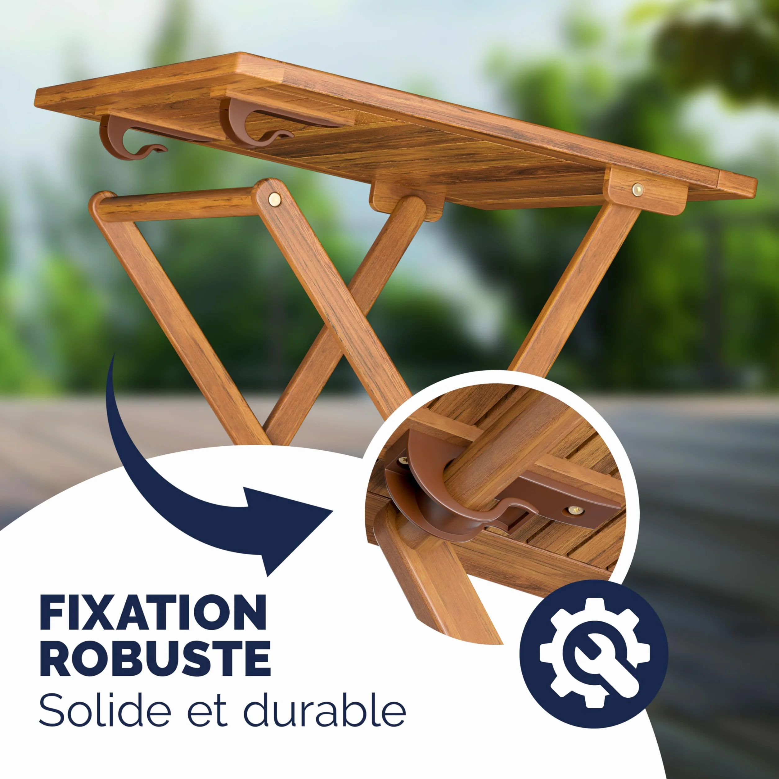 Casaria Salon De Jardin Pliable Bois D'acacia Table et 2 Chaises Résistant Aux Intempéries