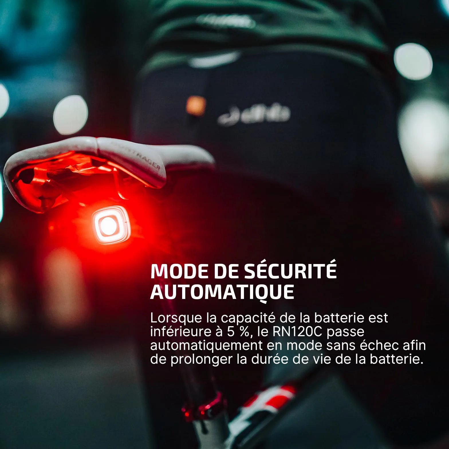 OLIGHT RN120C Lampe VTT LED Éclairage Vélo Arrière Puissant 120 Lumens 5 Modes de Luminosité Étanche IPX6 Rechargeable Type C pour Deplacements Urpains Cyclisme sur Route Rando
