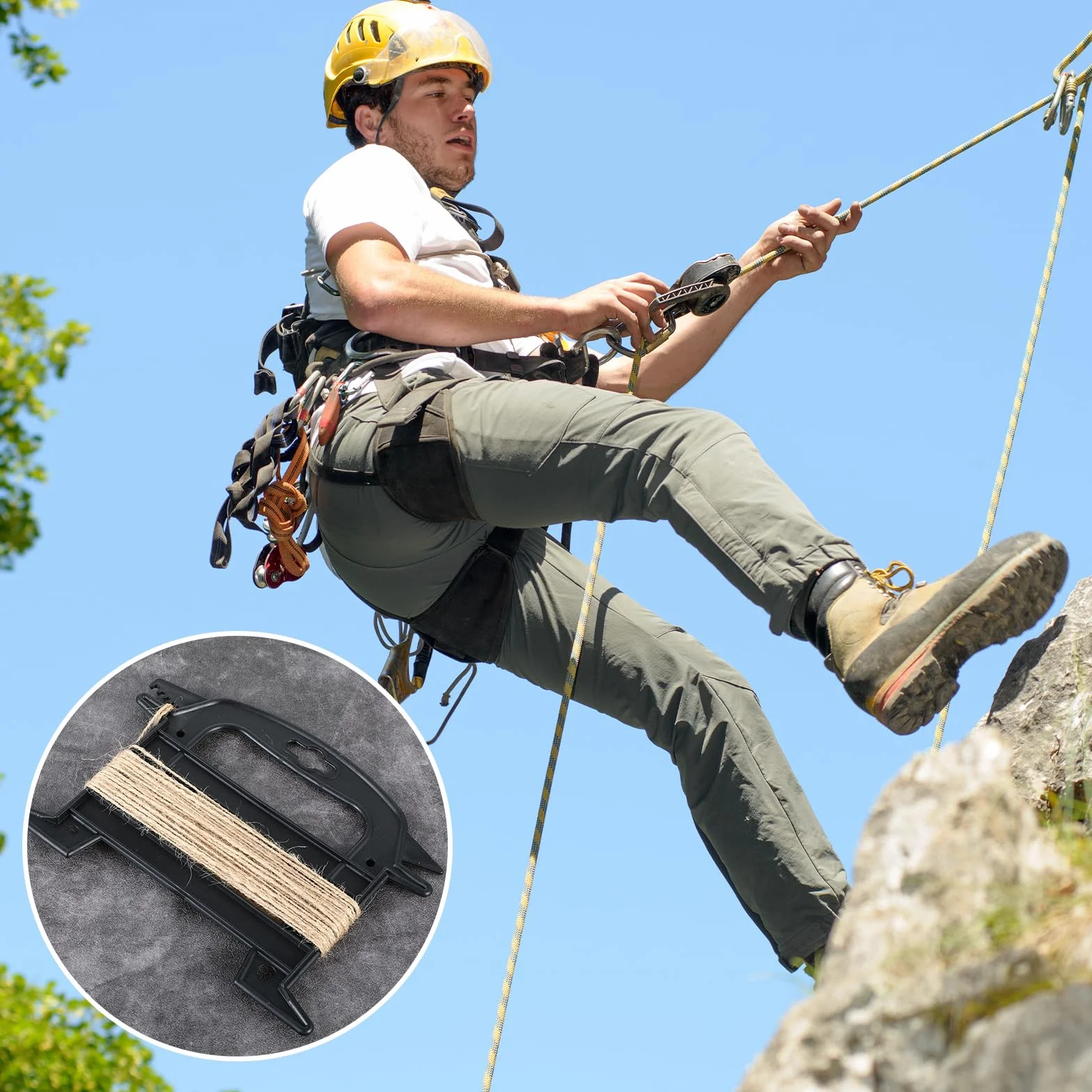 Lot de 2 enrouleur de corde en plastique noir - Pour corde de parachute