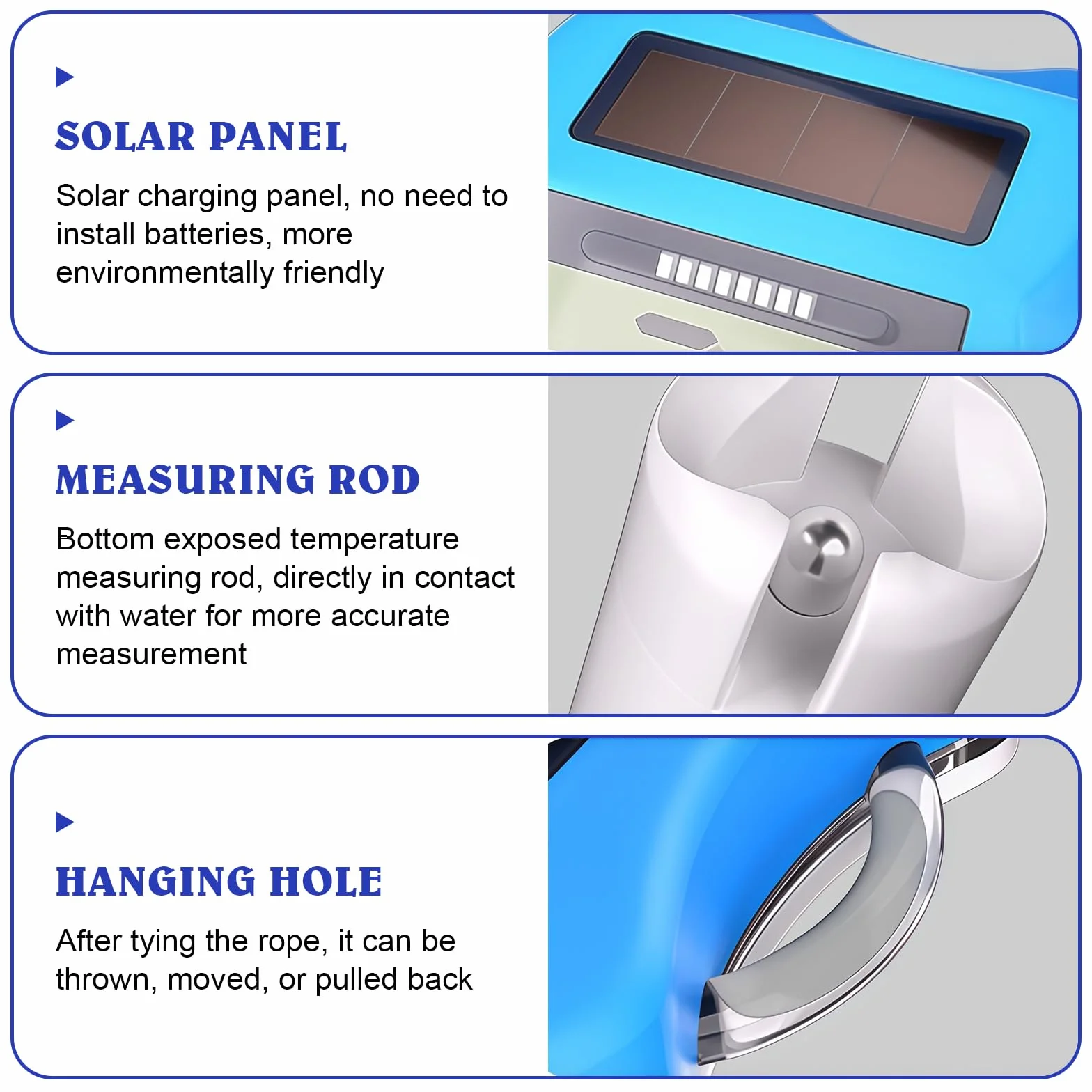 Thermomètre de Piscine Numérique Solaire avec Écran Double Face Flottant pour Spas et Piscines