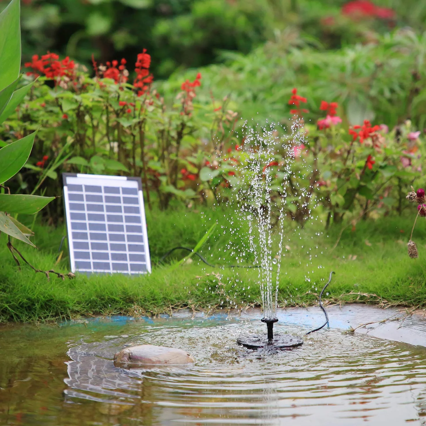 Fontaine Solaire Extérieur Flottante Pompe Bassin Solaire 5.5W pour Jardin Étang
